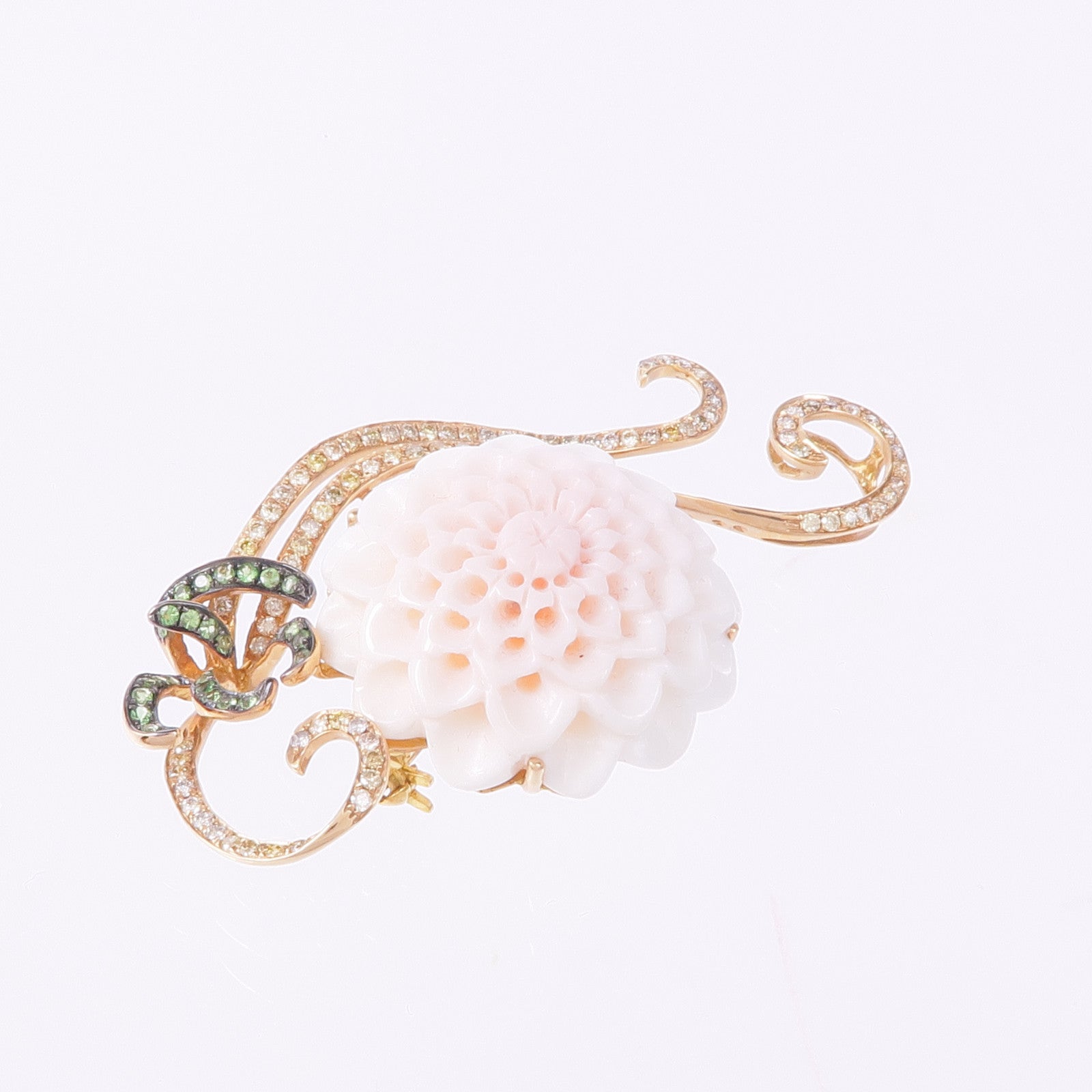 JEWELRY 18K玫瑰金Brooch珊瑚石/藍寶石/鑽石胸針