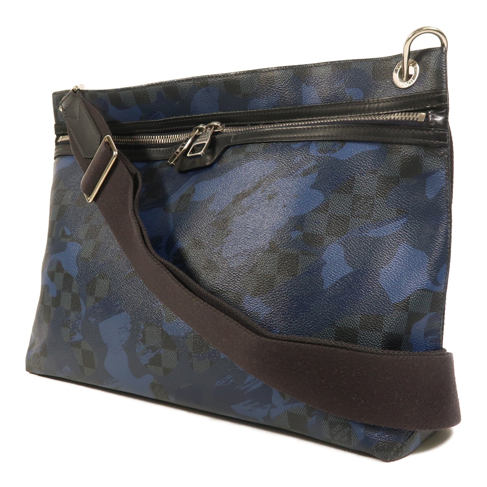 LOUIS VUITTON Damier Cobalt Camouflage Hunter銀扣肩背袋