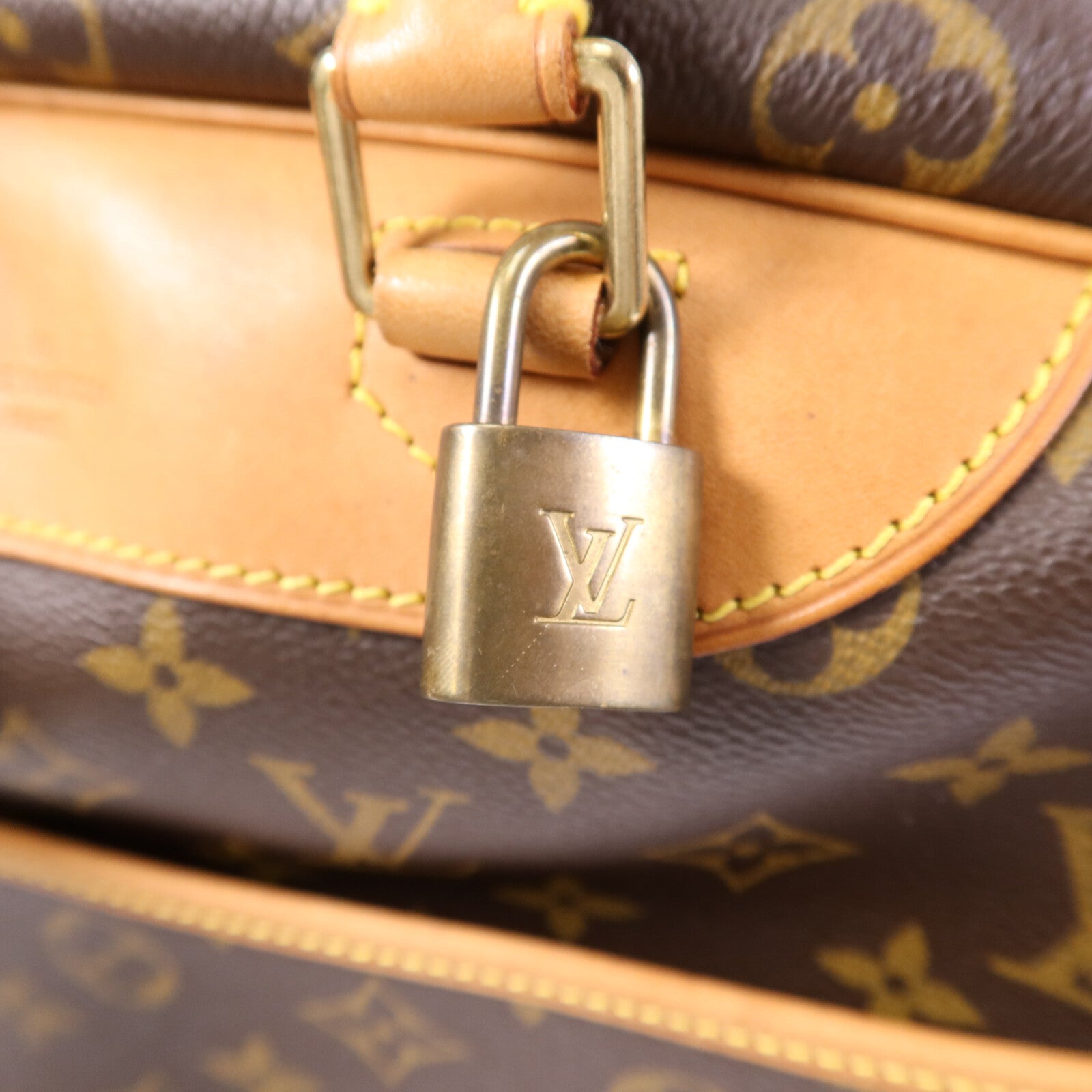 LOUIS VUITTON Monogram Deauville金扣手挽袋棕色
