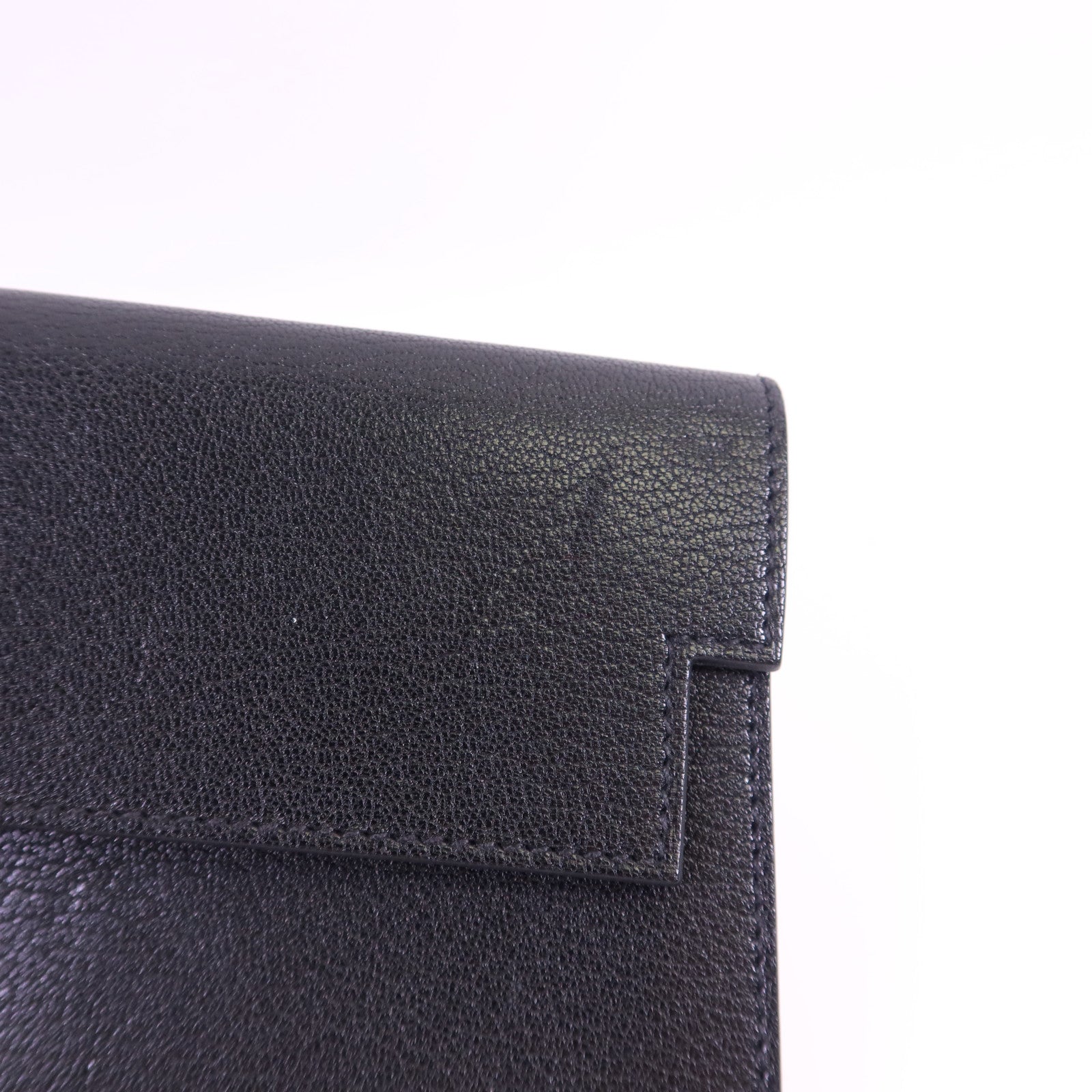 HERMES Chevre皮革Kelly Pocket Long Bifold Wallet銀扣長錢包Noir