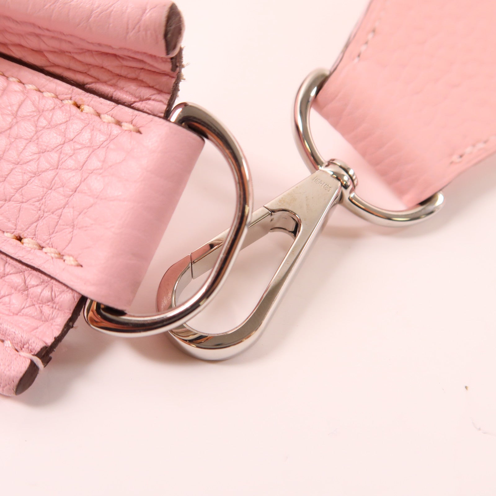 HERMES Clemence皮革Evelyne GM銀扣肩背袋Rose Sakura粉紅色