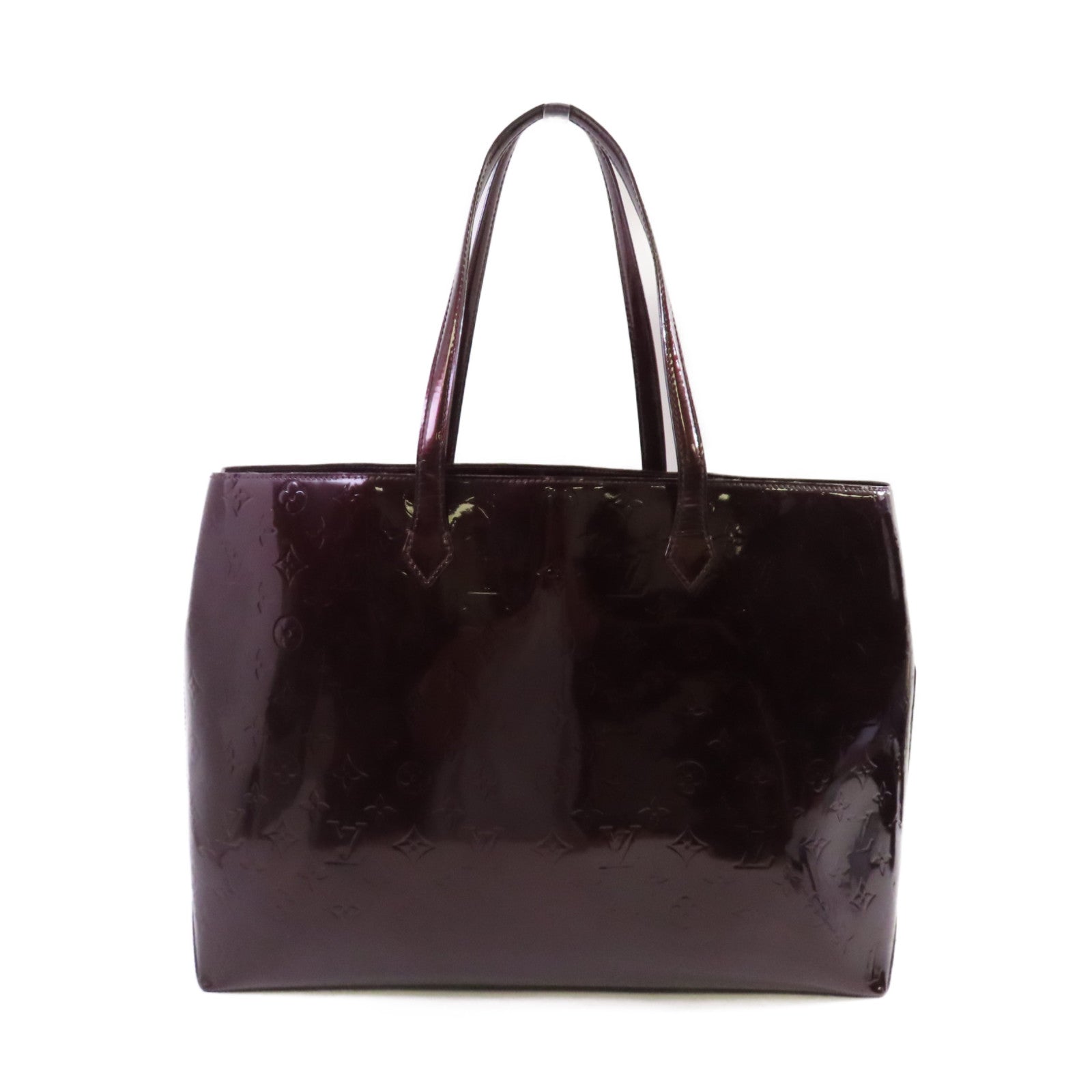 LOUIS VUITTON 【激減優惠】Monogram Vernis Wilshire GM Hand Bag金扣手挽袋酒紅色