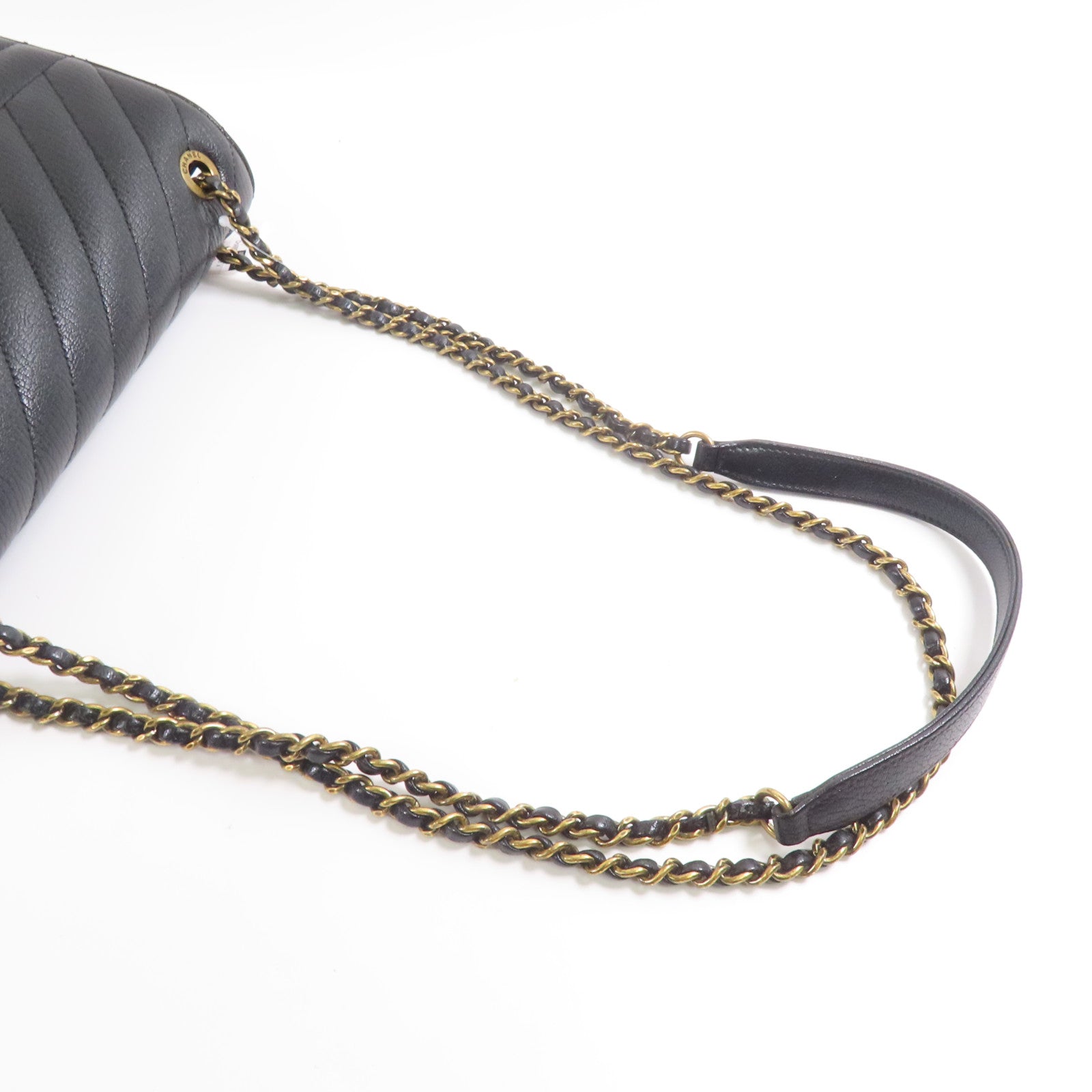 CHANEL 牛皮皮革Diagonal Quilted Flap Bag鏈帶肩背袋