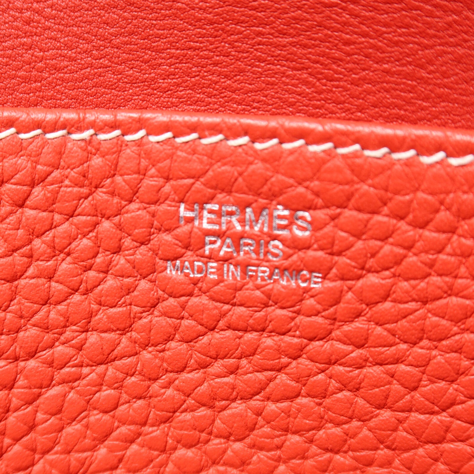 HERMES Clemence皮革Halzan 31手挽肩背兩用袋Rouge Tomato