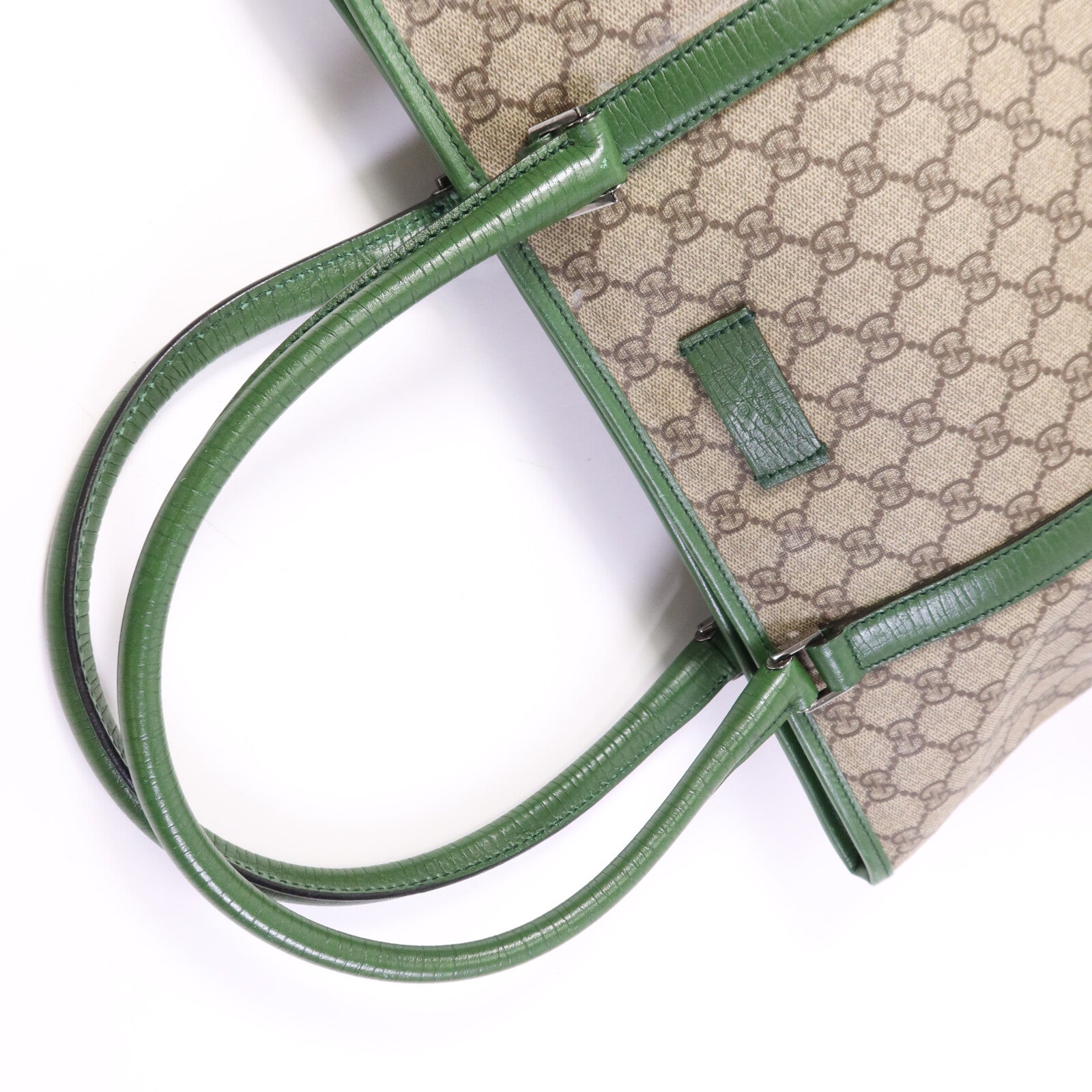 GUCCI GG帆布Tote Bag銀扣手挽袋
