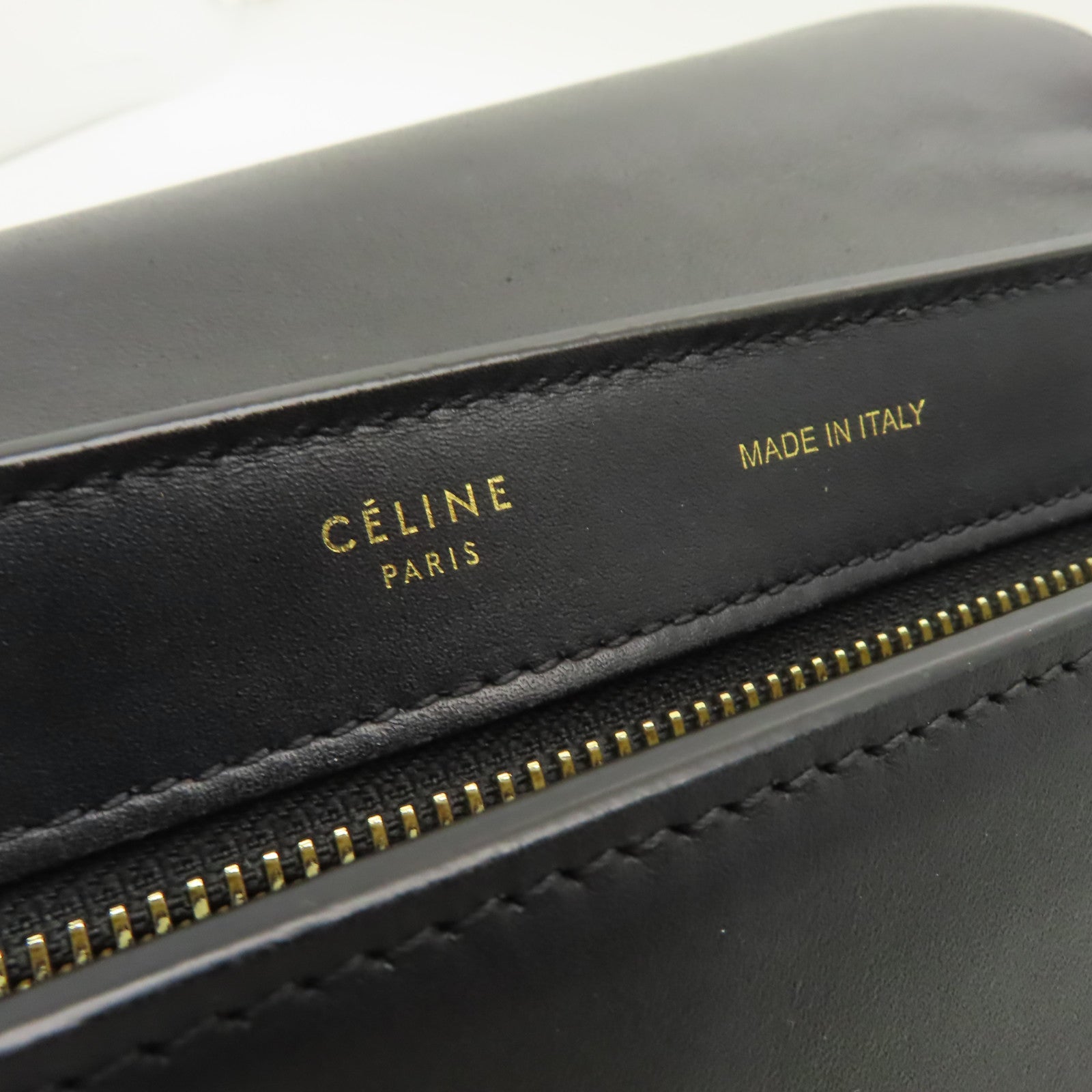 CELINE 【清倉大減價】牛皮皮革Trapeze金扣手挽肩背兩用袋棕色/黒色