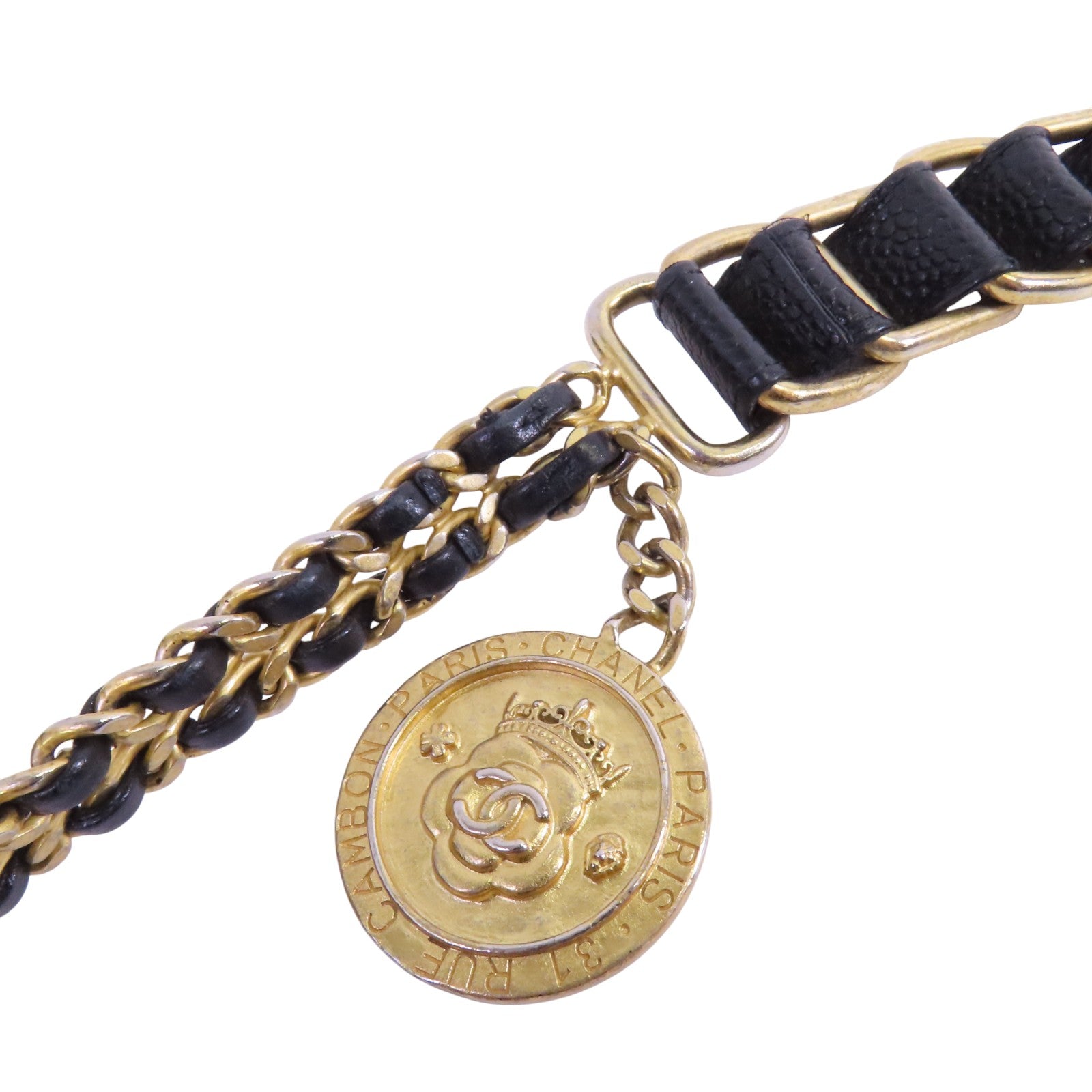 CHANEL 牛皮皮革Chain Shoulder Bag金扣鏈帶肩背袋