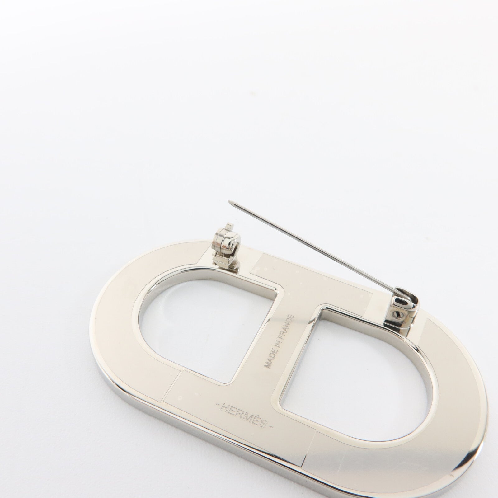 HERMES Epsom皮革/金屬Chaine d'Ancre Brooch胸針