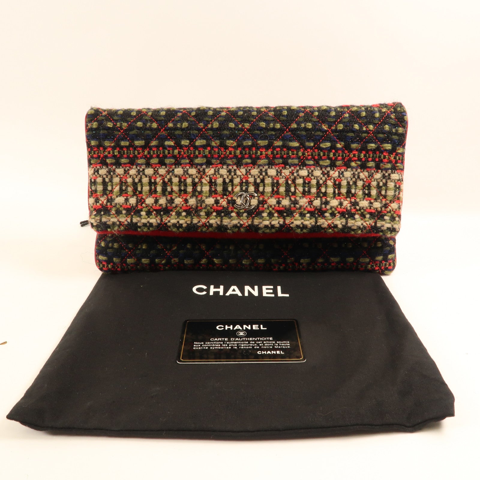 CHANEL 粗花呢Clutch/Pouch銀扣手拿包
