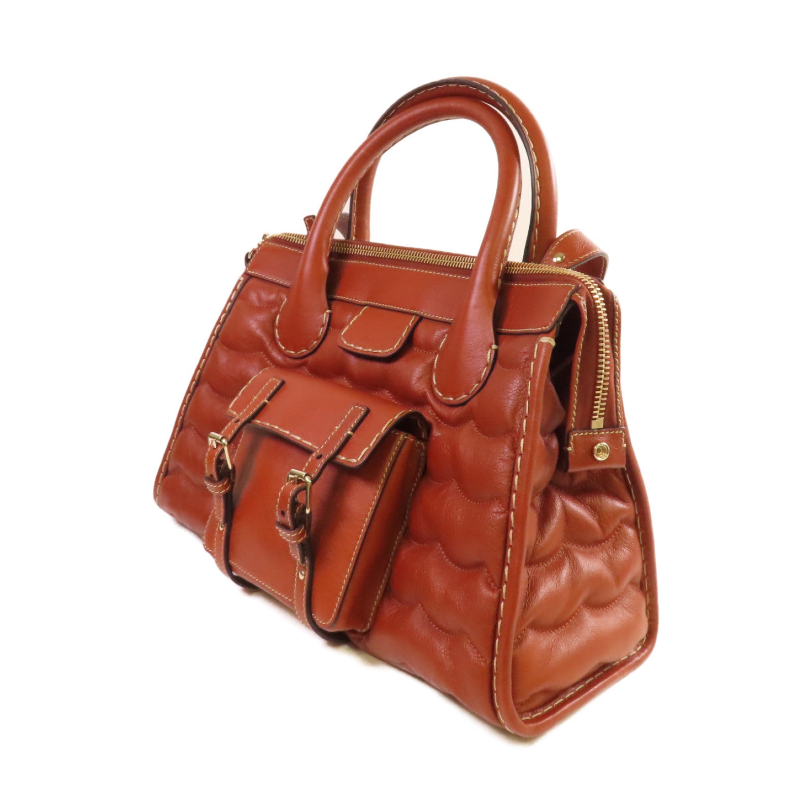 Chloe 【激減優惠】牛皮皮革Edith Satchel 2Way Shoulder Bag金扣手挽肩背兩用袋啡色