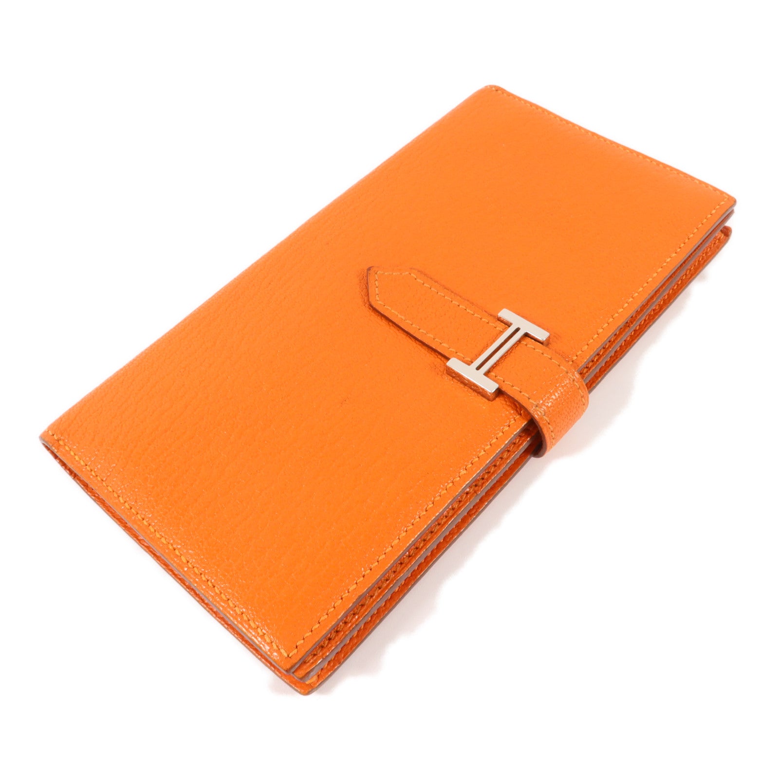 HERMES Chevre皮革Bearn Long Wallet長錢包Orange
