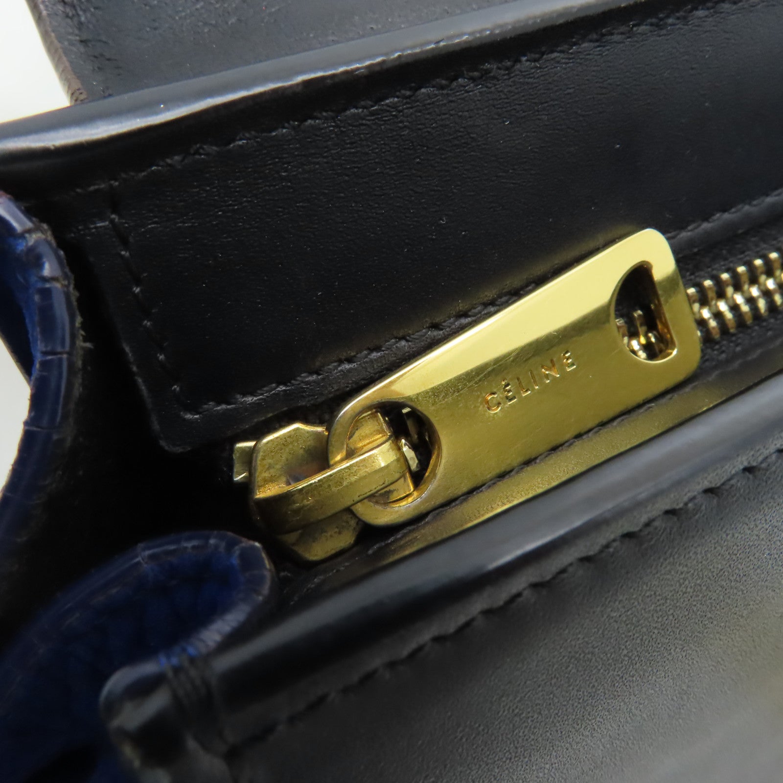 CELINE 【清倉大減價】牛皮皮革Trapeze金扣手挽肩背兩用袋棕色/黒色
