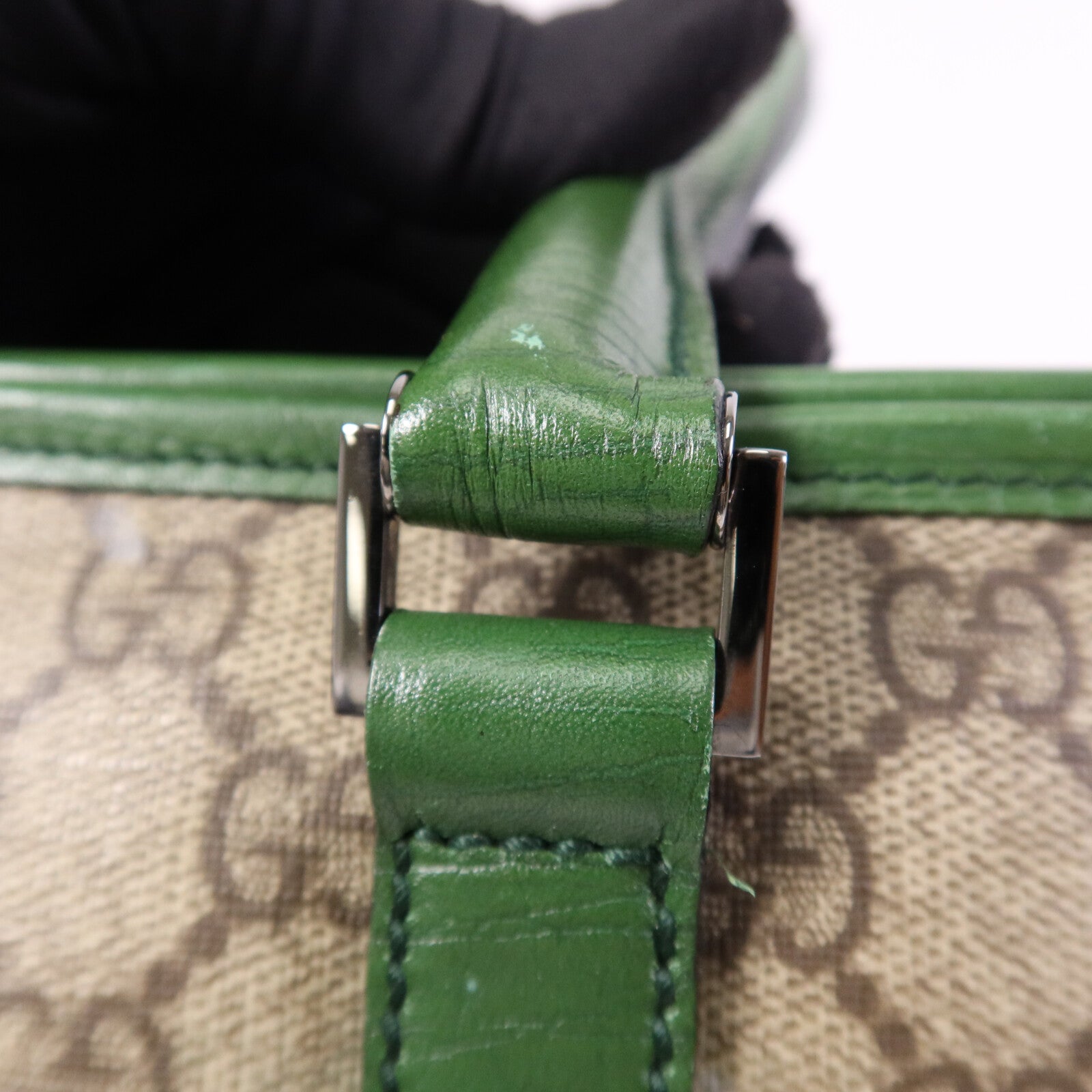 GUCCI GG帆布Tote Bag銀扣手挽袋