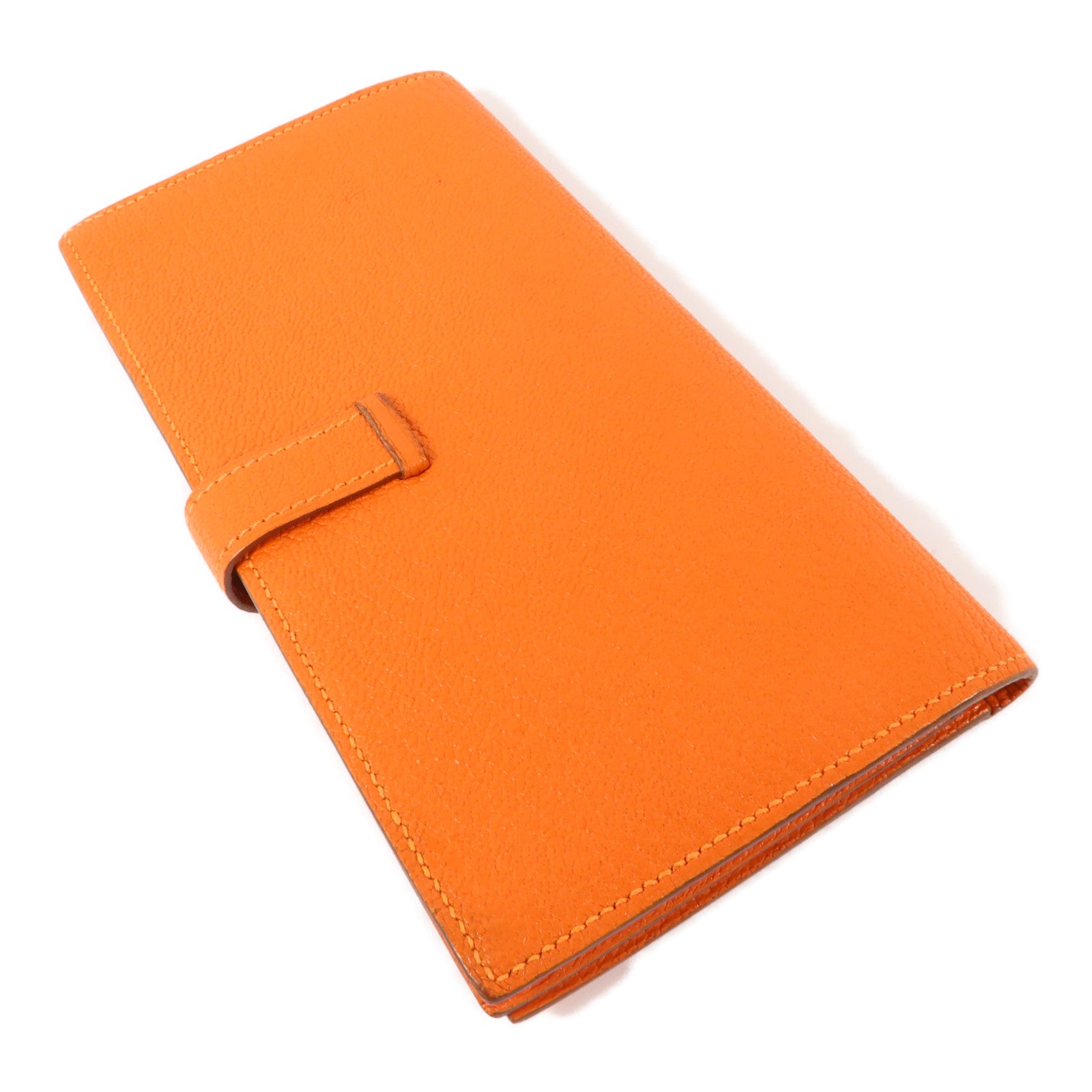 HERMES Chevre皮革Bearn Long Wallet長錢包Orange