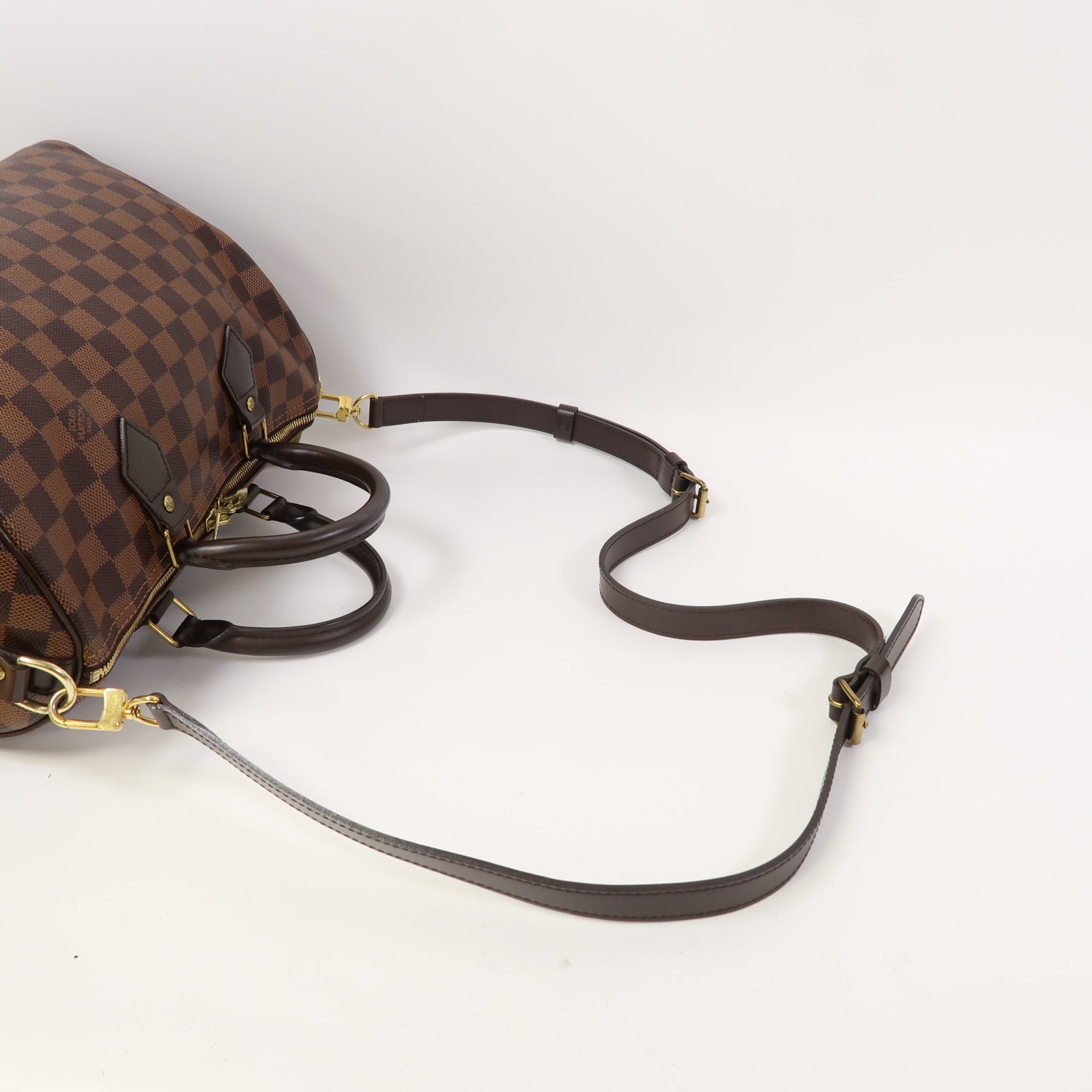 LOUIS VUITTON Damier Ebene Speedy 30金扣手挽肩背兩用袋啡色