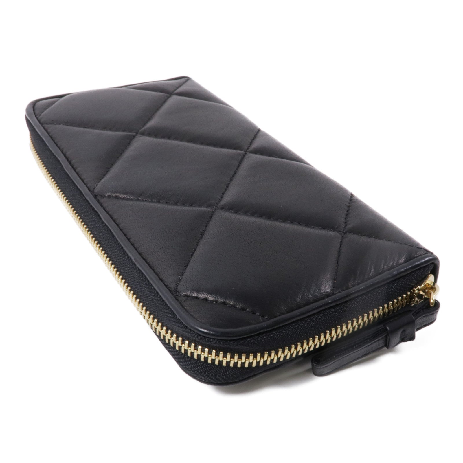 LANVIN 羊皮皮革Long Wallet金扣長錢包黑色
