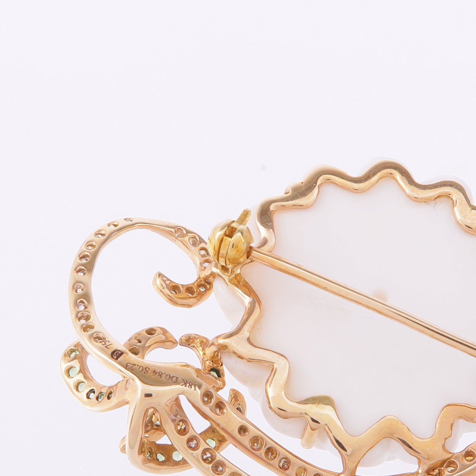 JEWELRY 18K玫瑰金Brooch珊瑚石/藍寶石/鑽石胸針