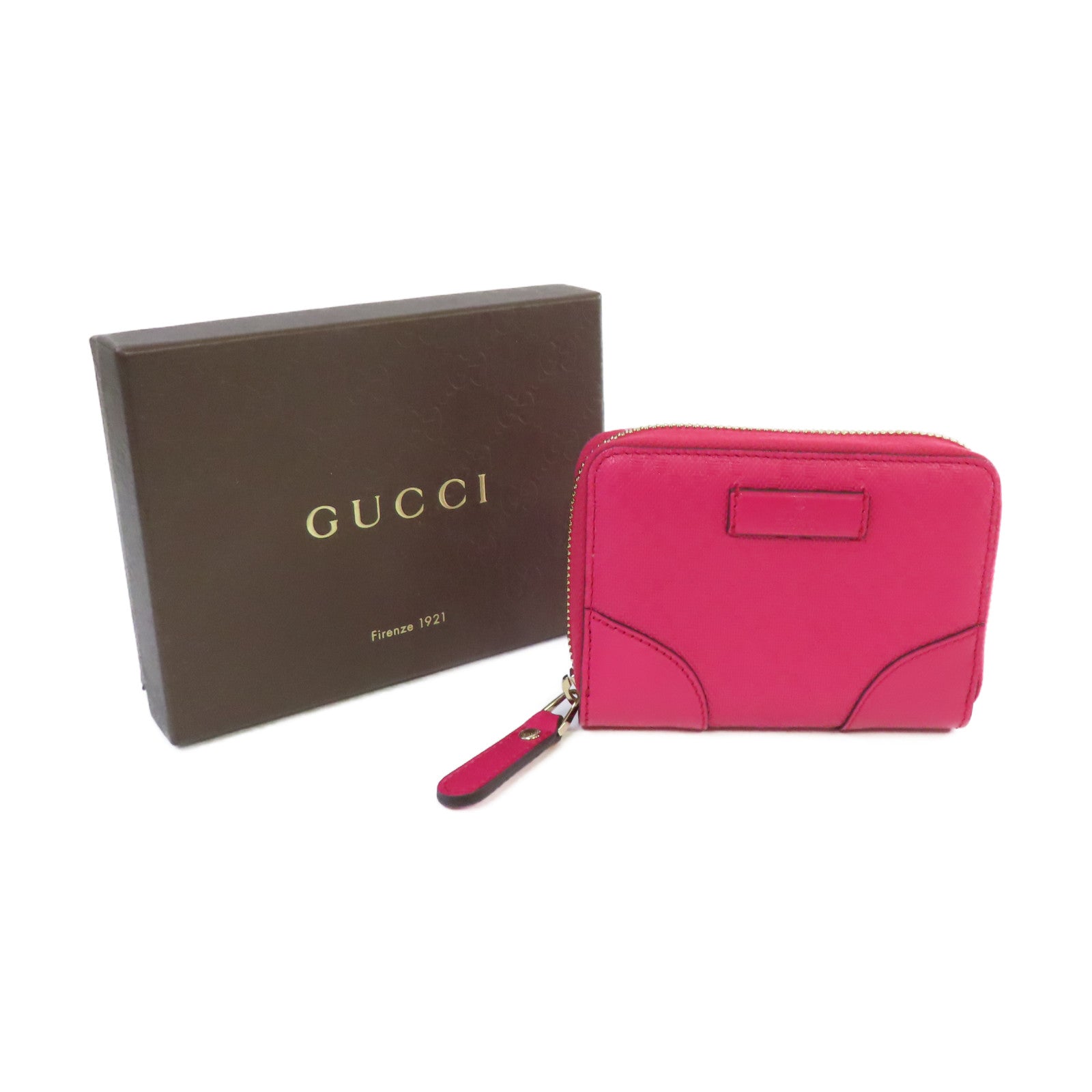 GUCCI 【激減優惠】塗層帆布Round Small Purse金扣拉鏈短錢包粉紅色
