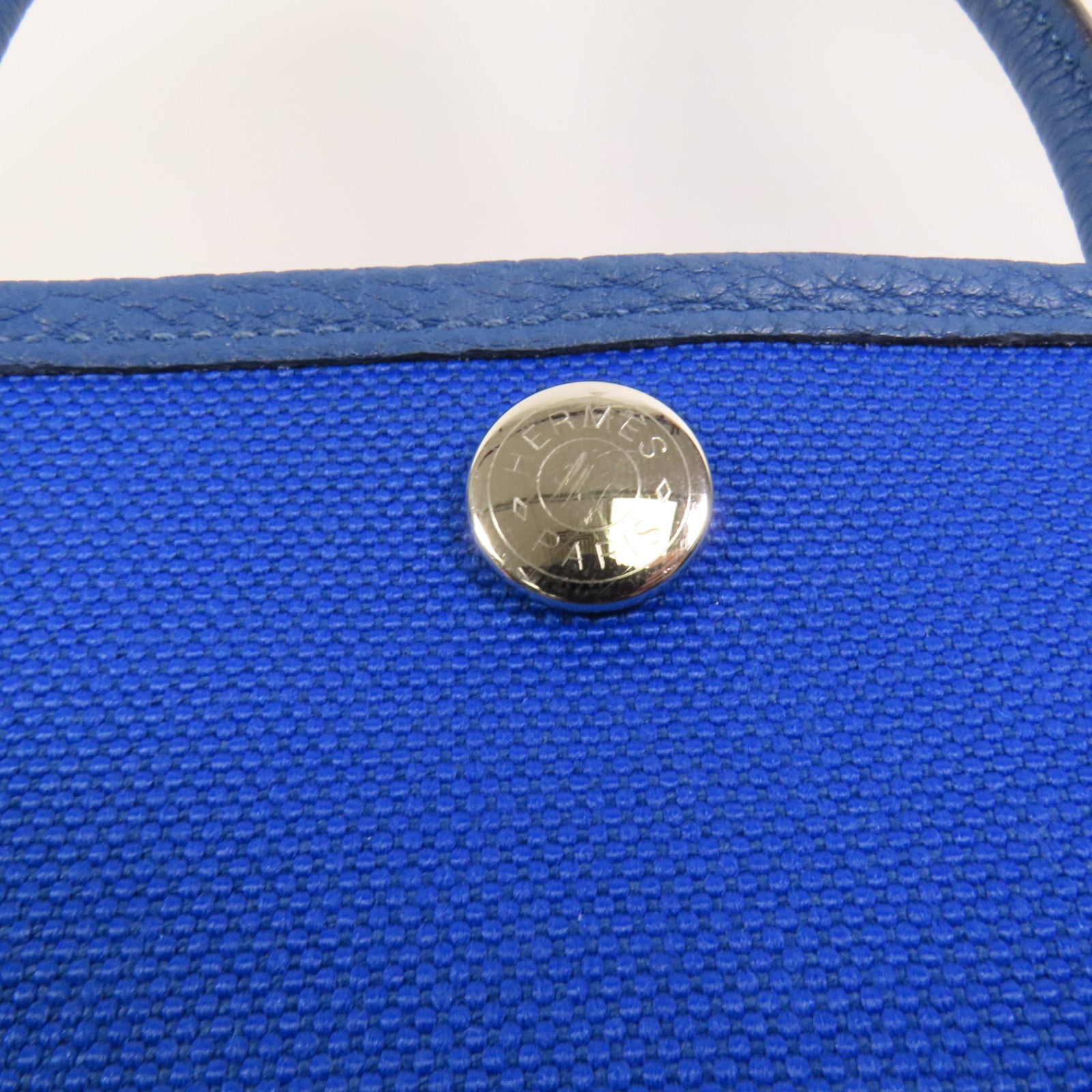 HERMES 帆布Garden Party TPM銀扣手挽袋Blue France
