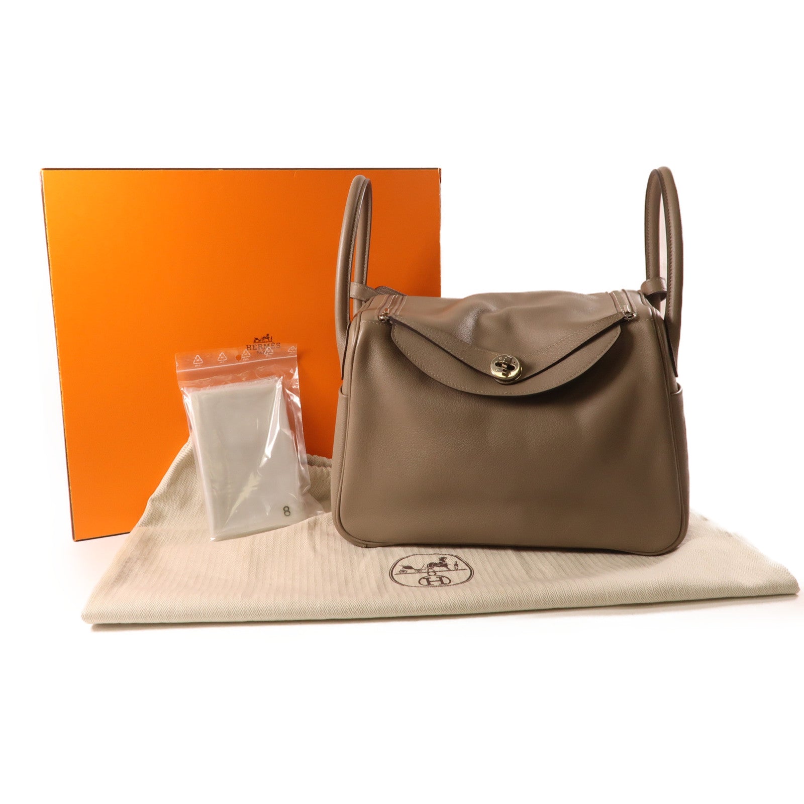 HERMES Evercolour皮革Lindy 30銀扣手挽肩背兩用袋Gris Asphalt M8大象灰