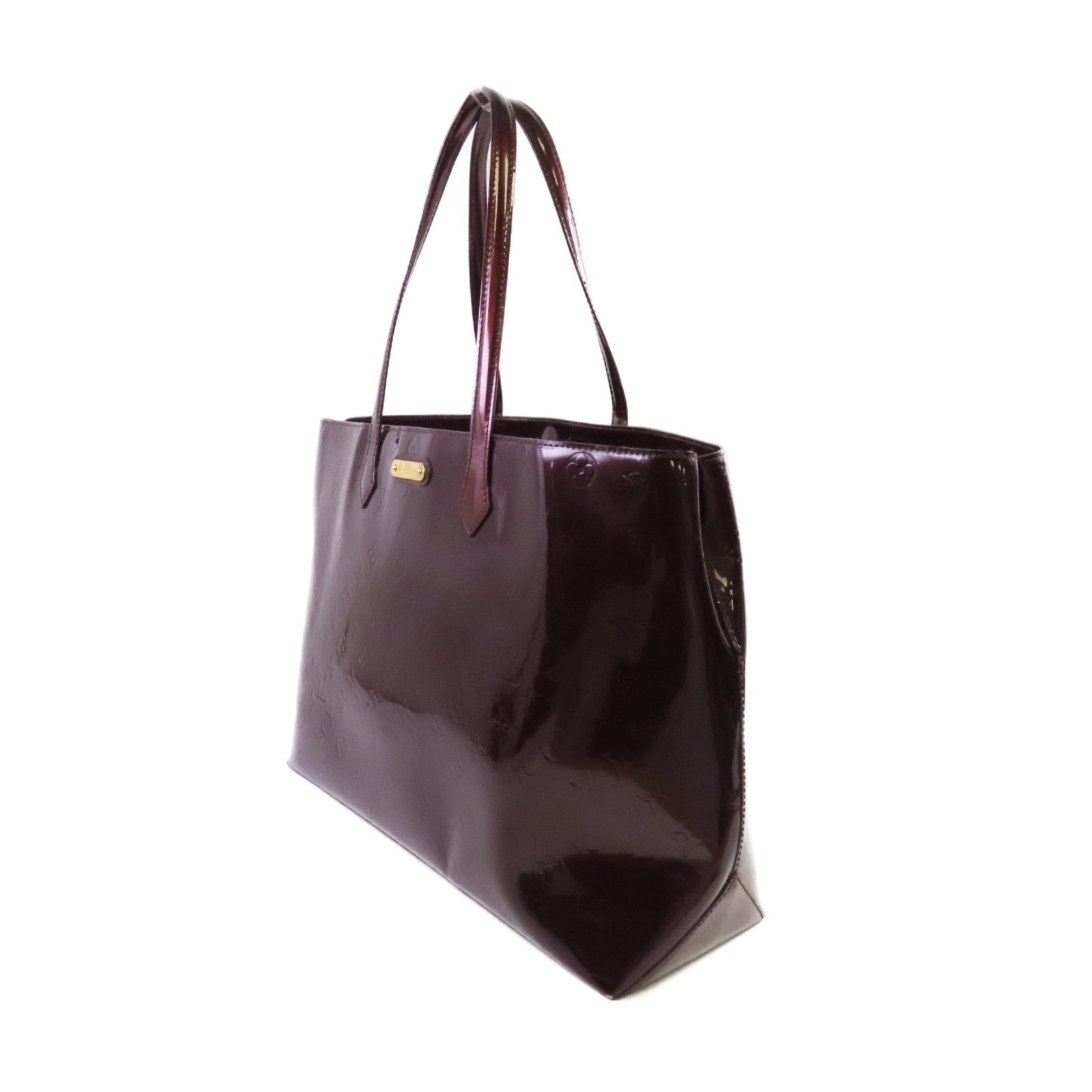 LOUIS VUITTON 【激減優惠】Monogram Vernis Wilshire GM Hand Bag金扣手挽袋酒紅色