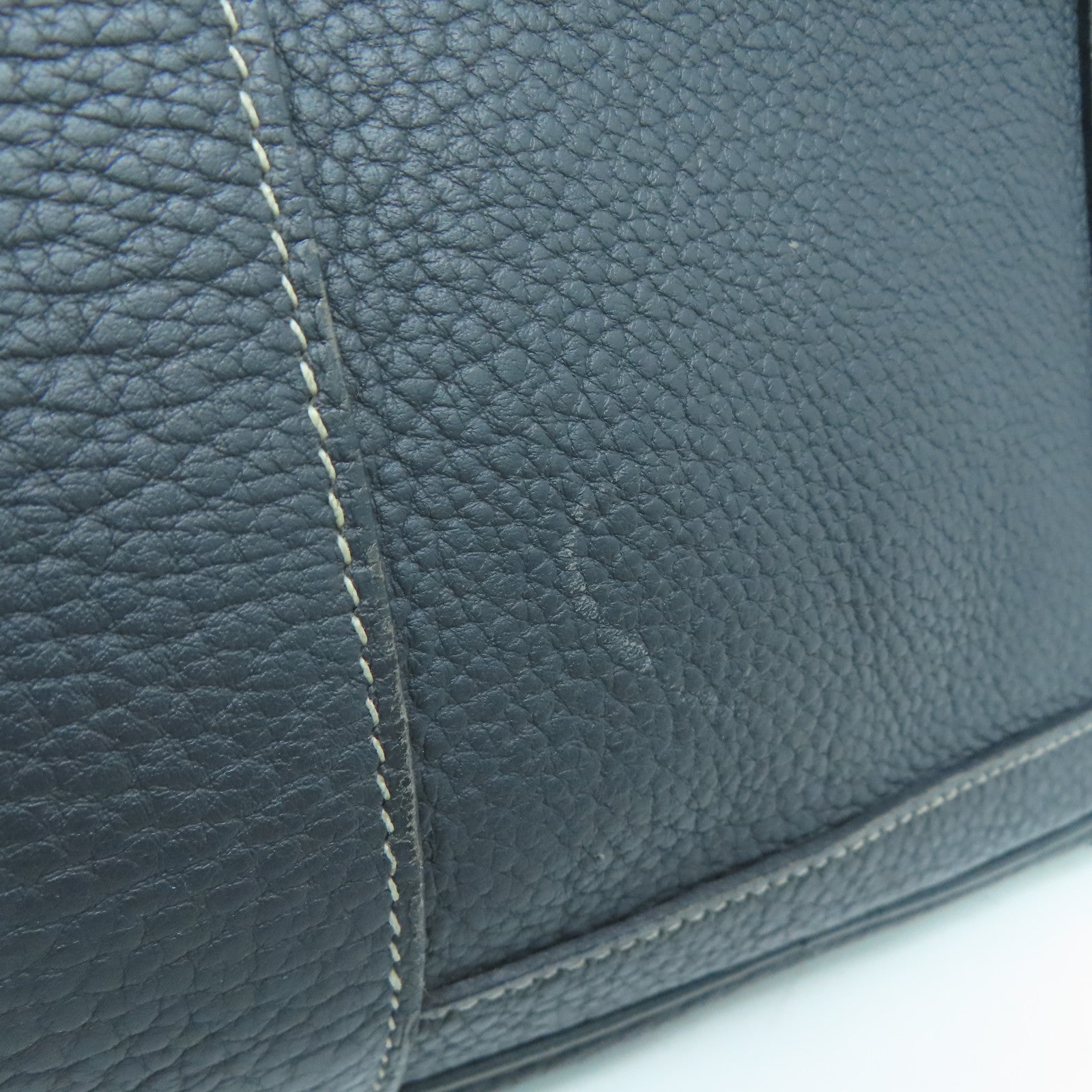 HERMES Negonda皮革Garden Party PM銀扣手挽袋灰色