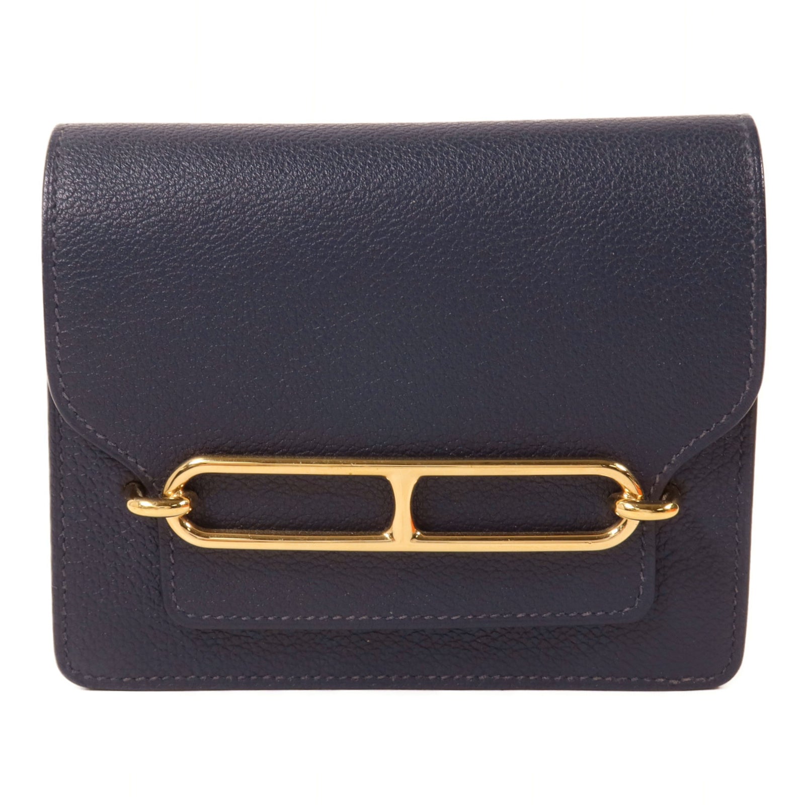 HERMES Evercolor皮革Roulis Slim Wallet錢包Bleu Nuit