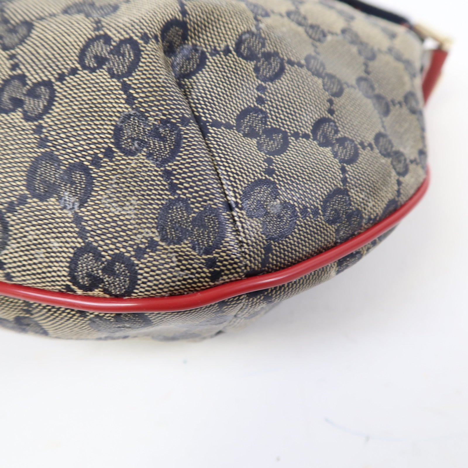 GUCCI 塗層帆布Shoulder Bag金扣肩背袋紅色/藍色