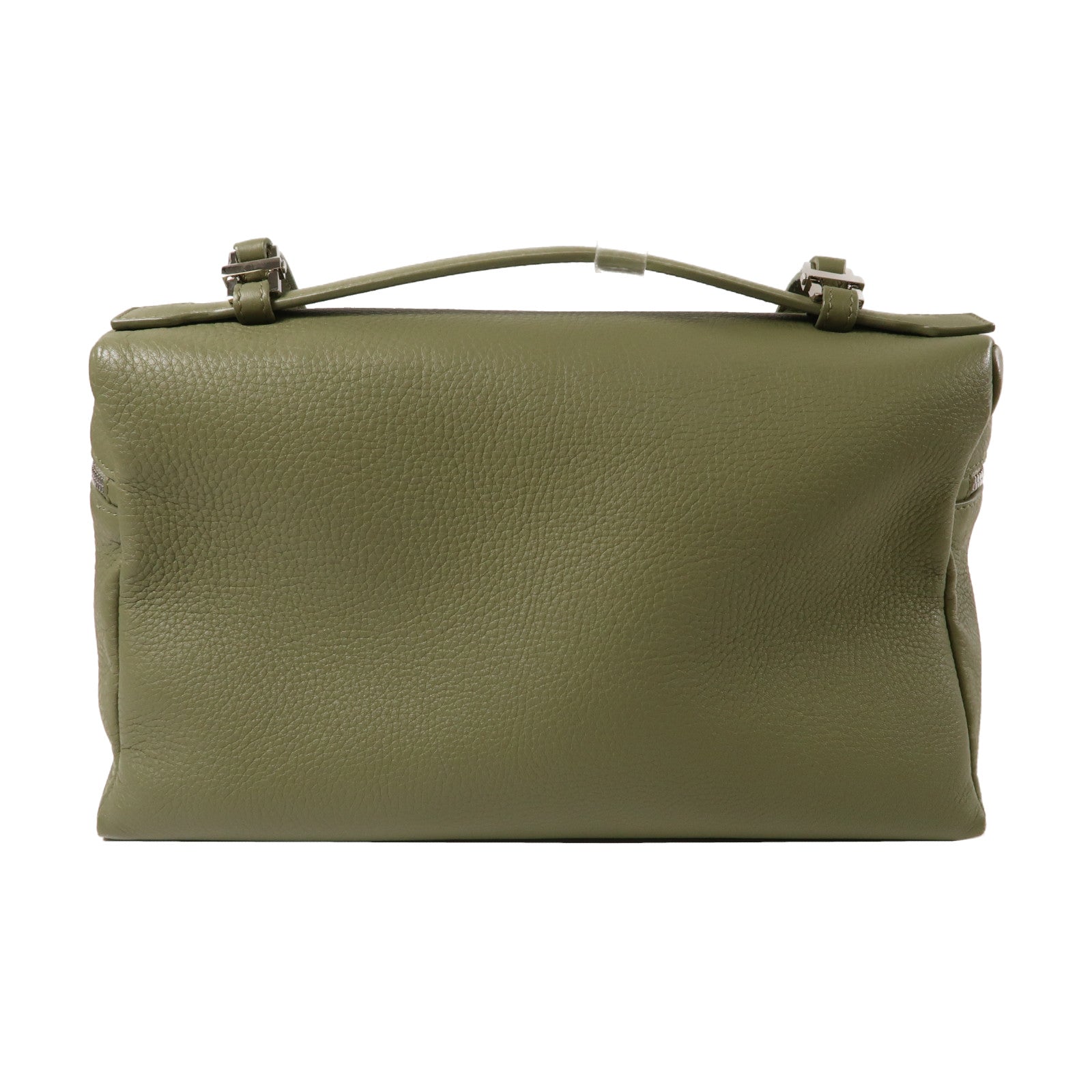 Loro Piana 皮革Extra Bag銀扣手挽肩背兩用袋綠色– Brand Off