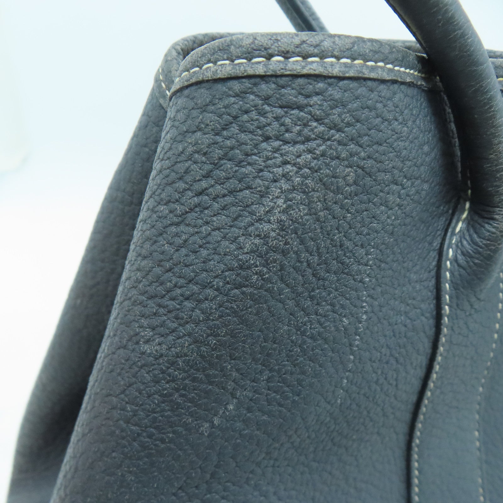 HERMES Negonda皮革Garden Party PM銀扣手挽袋灰色