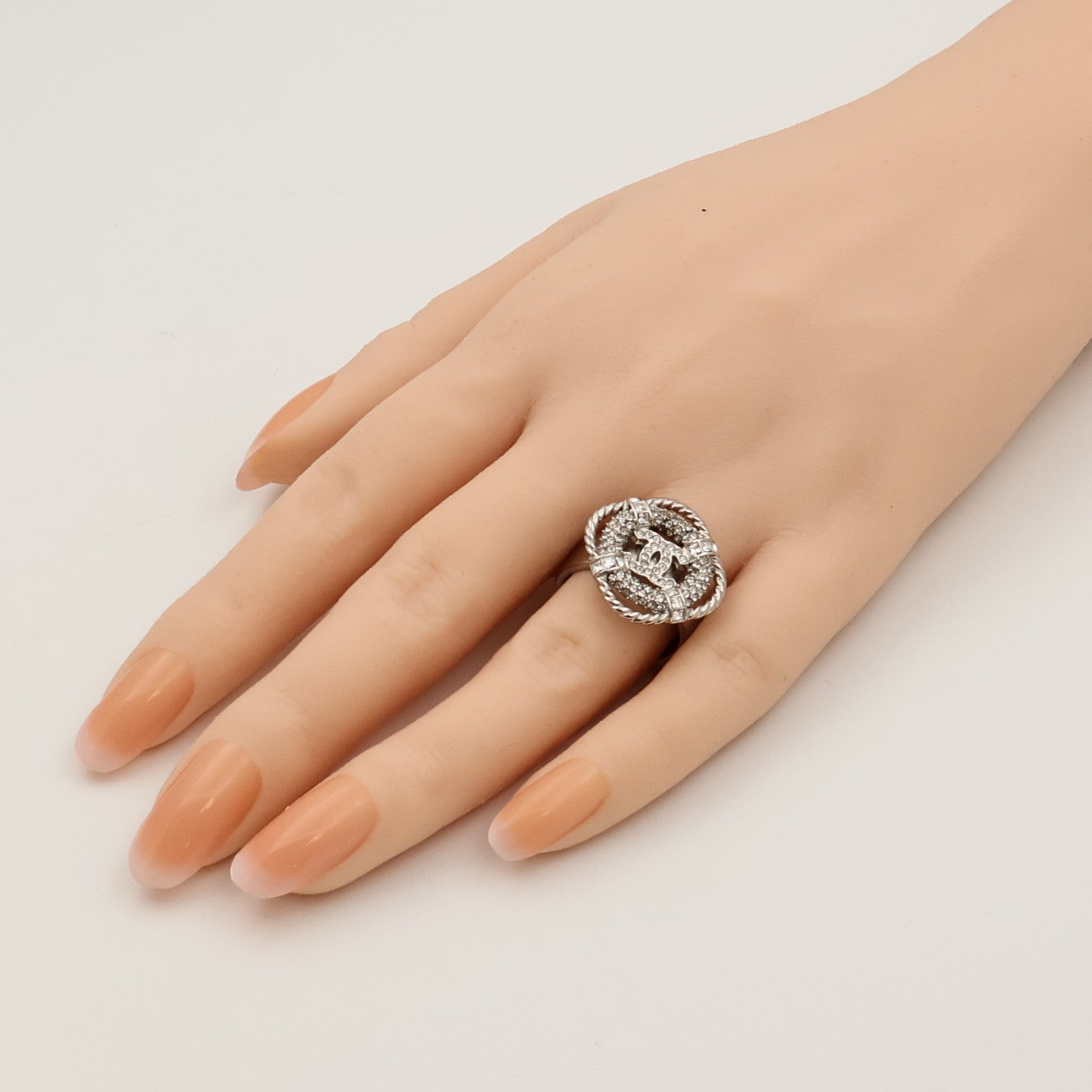 CHANEL 金屬/Strass Crystal Lifesaver CC Ring戒指