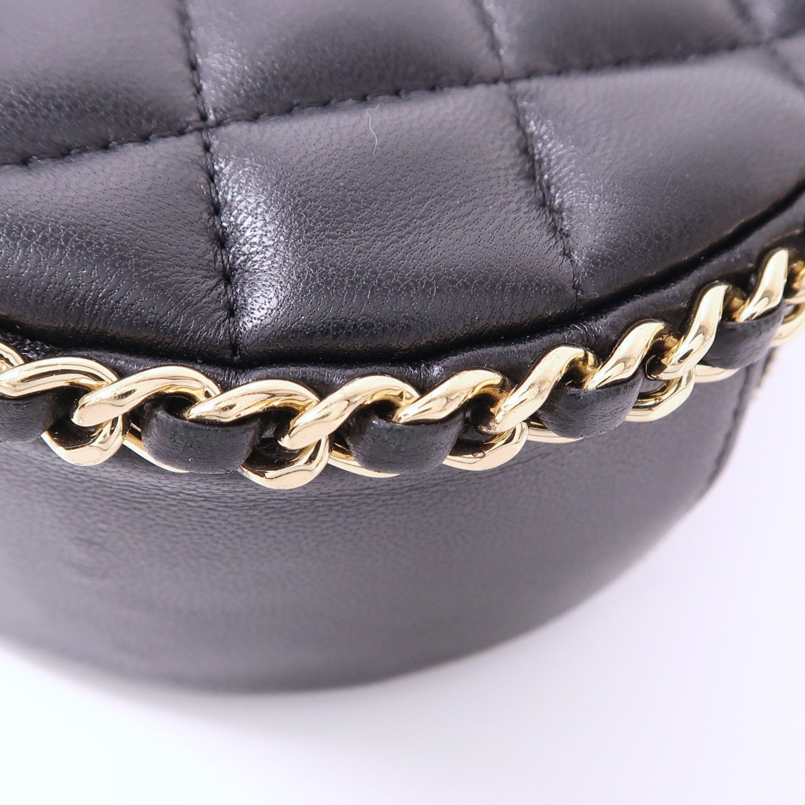 CHANEL CC GHW Chain Shoulder Bag Lambskin Leather Black