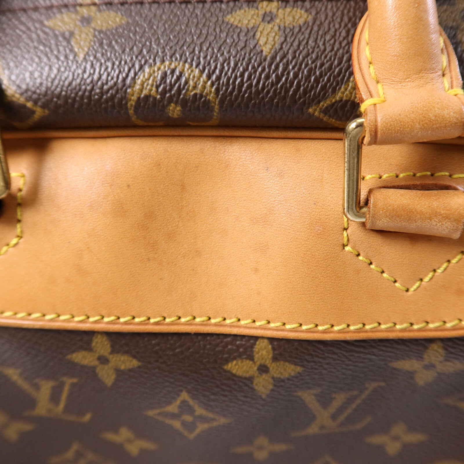 LOUIS VUITTON Monogram Deauville金扣手挽袋棕色