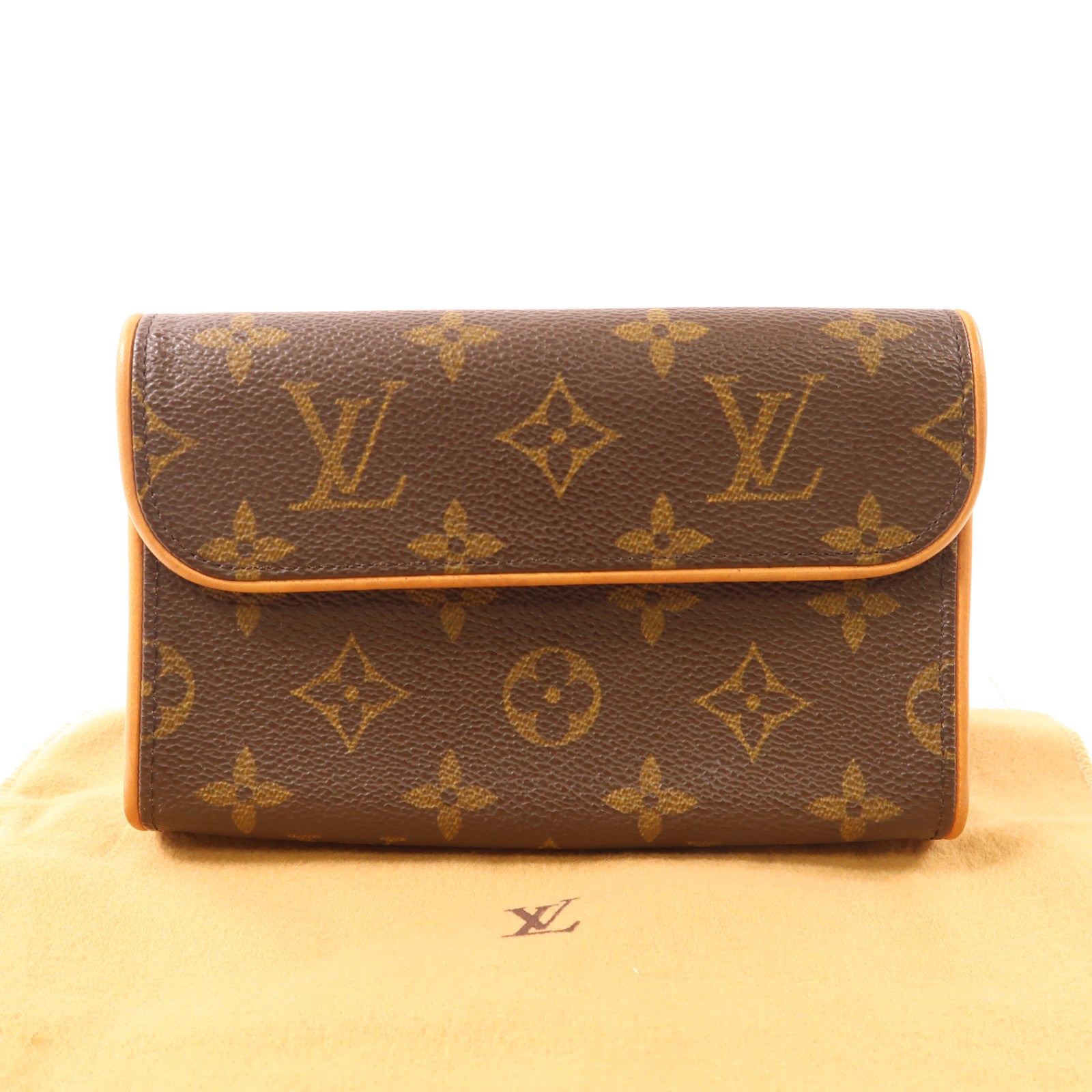 LOUIS VUITTON Monogram Pochette Florentine XS金扣腰包棕色
