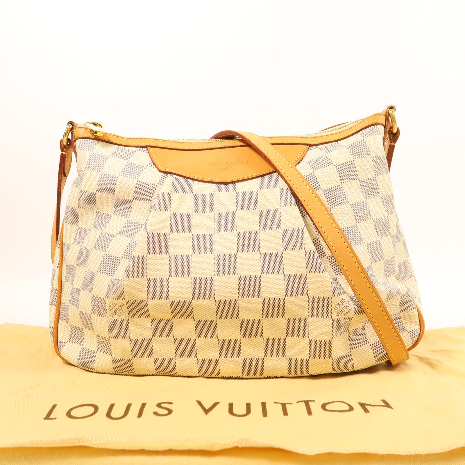 LOUIS VUITTON Damier Azur Siracusa PM金扣肩背袋
