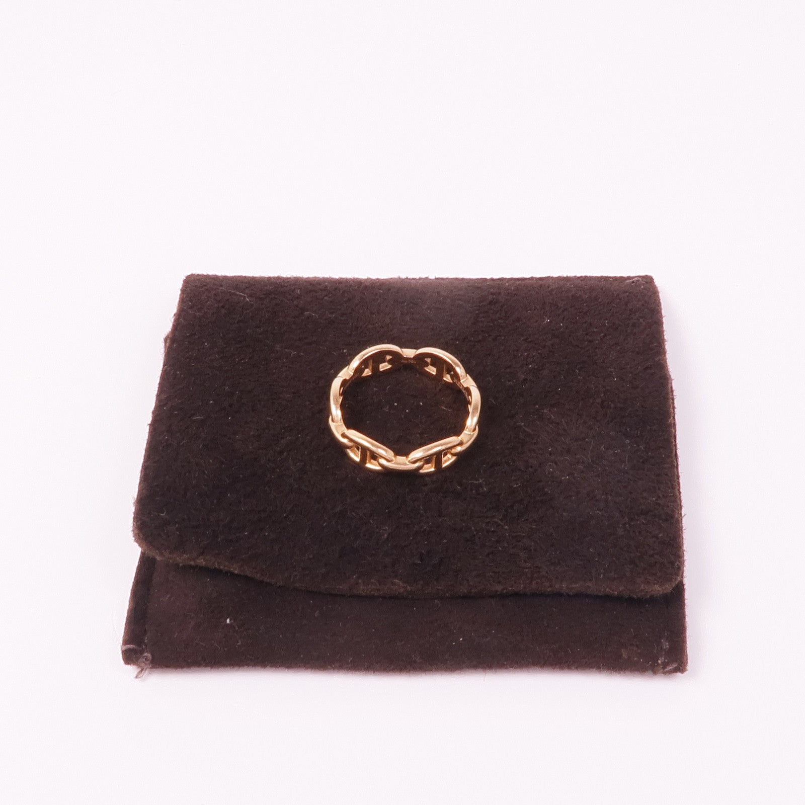HERMES 18K玫瑰金Chaine D'ancre Enchainee戒指Hermes#55/US#7