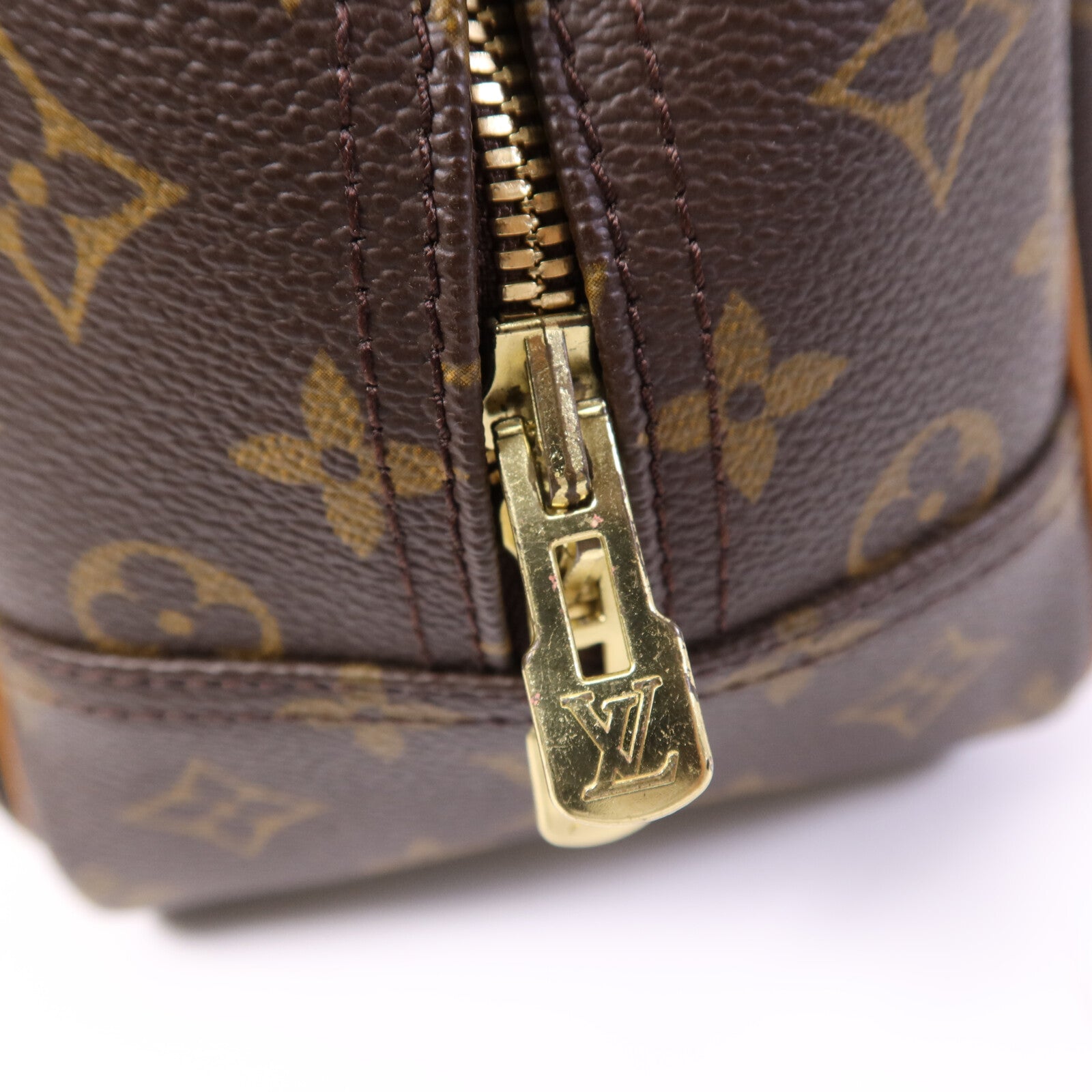 LOUIS VUITTON Monogram Deauville金扣手挽袋棕色