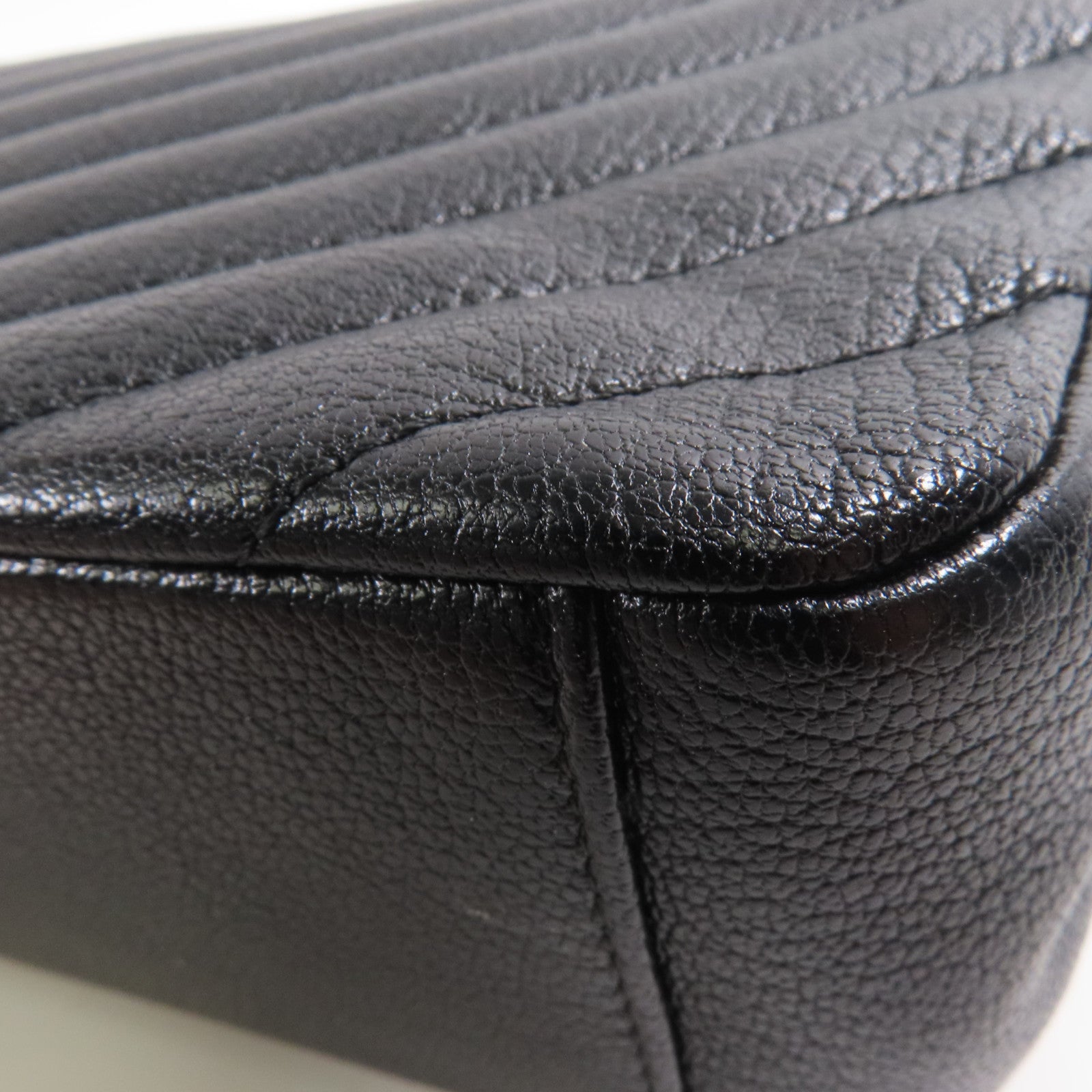 CHANEL CC Diagonal Quilted Flap Shoulder Bag A93231 Calfskin Leather Black