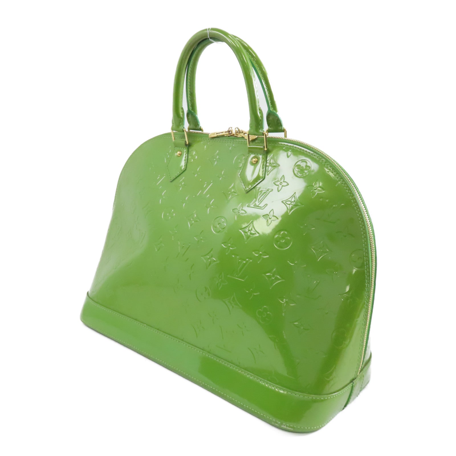 LOUIS VUITTON Vernis Alma GM金扣手挽袋綠色