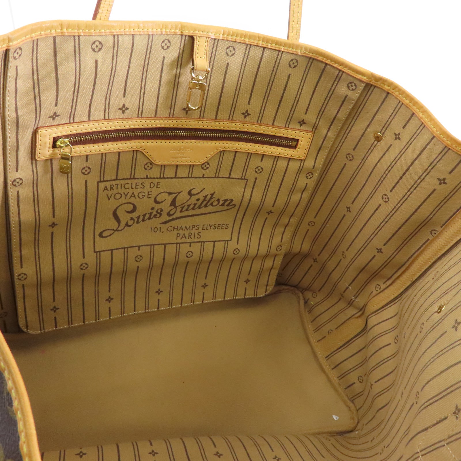 LOUIS VUITTON Monogram Neverfull GM金扣手挽袋啡色