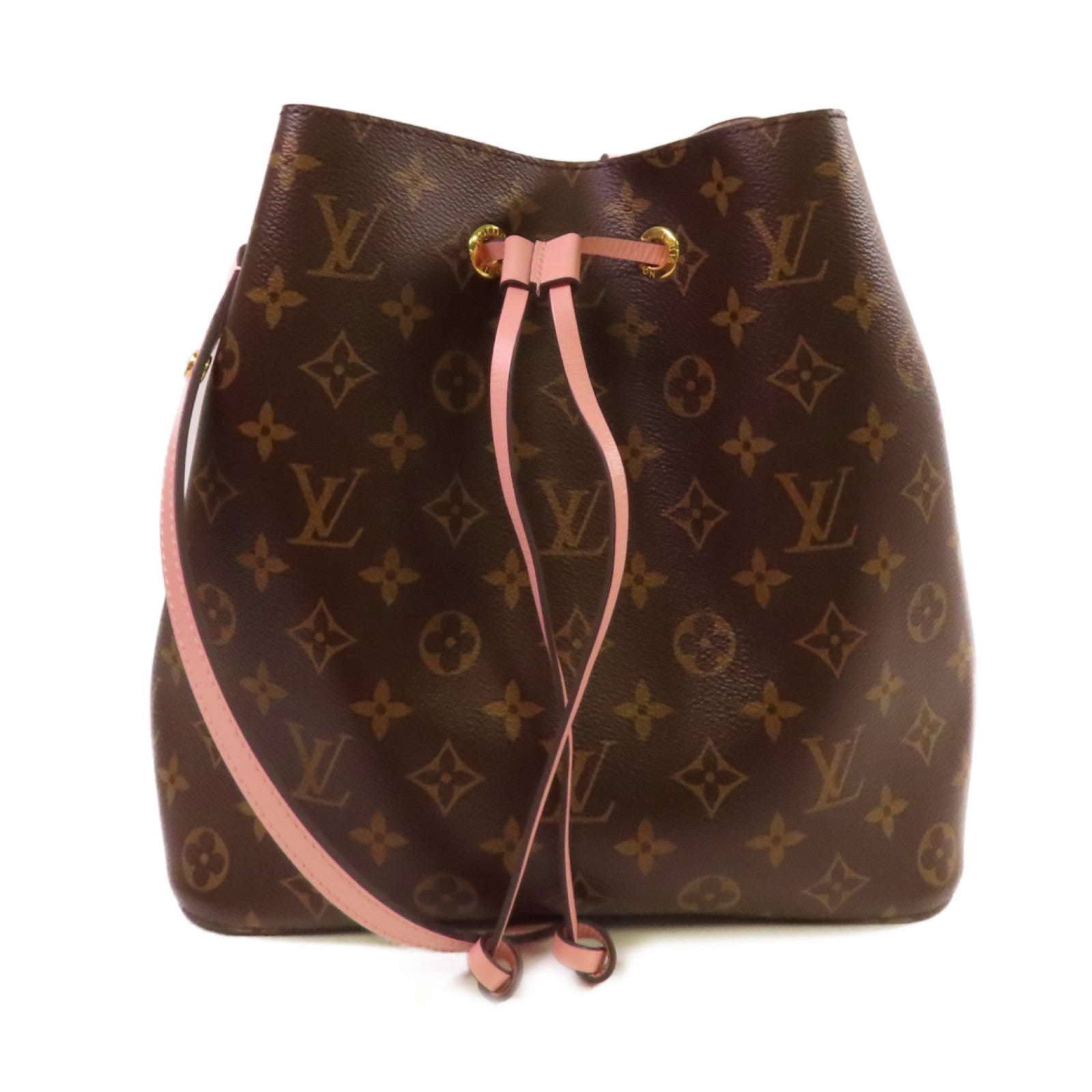 LOUIS VUITTON Monogram NeoNoe MM Shoulder Bag金扣肩背袋啡色/粉紅色