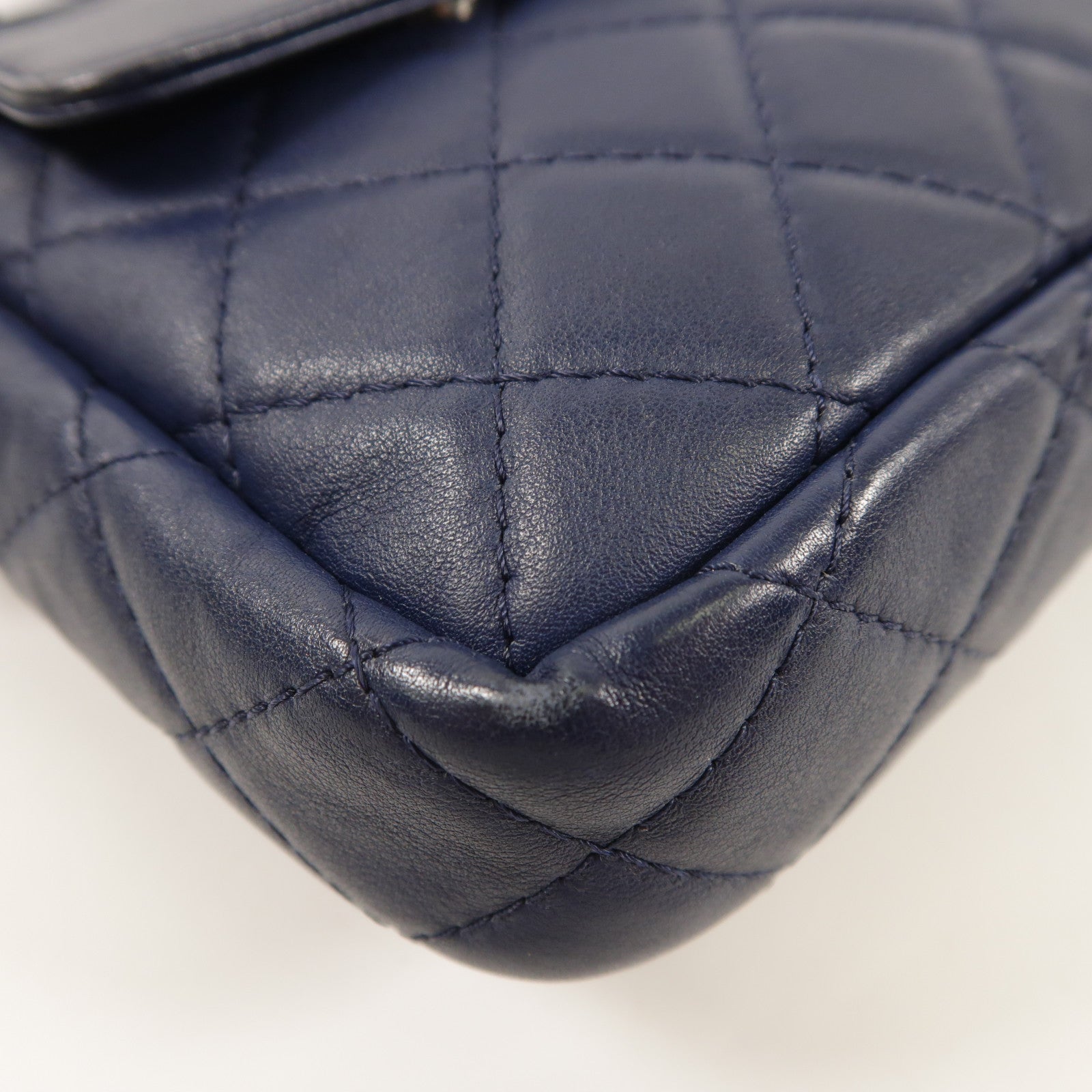 CHANEL CC SHW Chain Shoulder Bag Lambskin Leather Navy