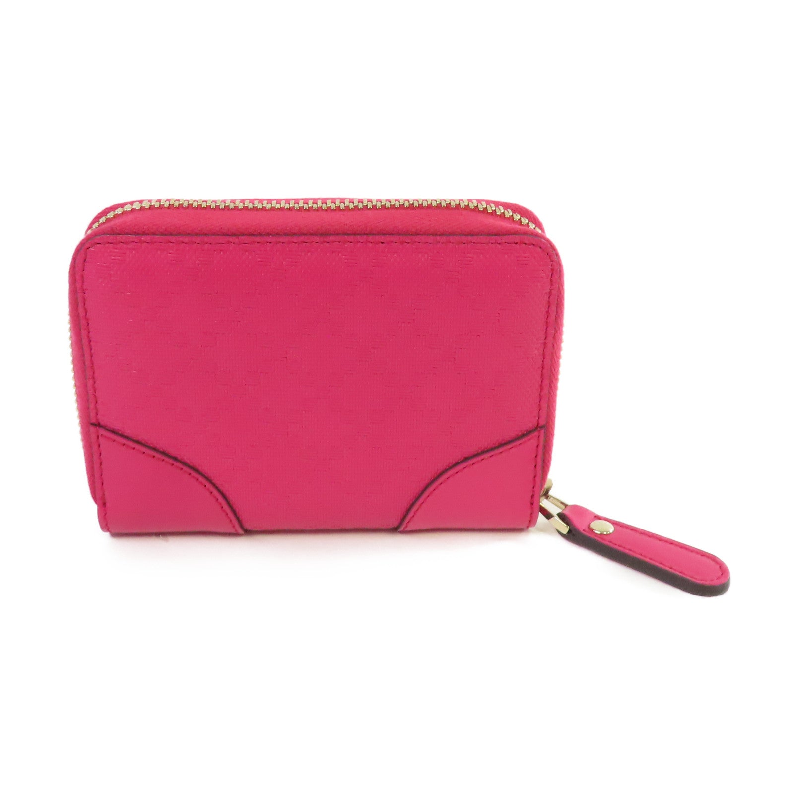 GUCCI 【激減優惠】塗層帆布Round Small Purse金扣拉鏈短錢包粉紅色