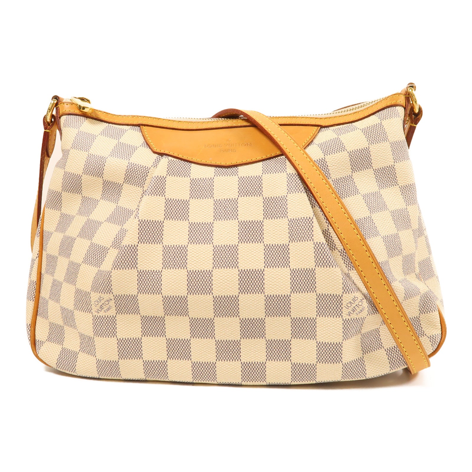 LOUIS VUITTON Damier Azur Siracusa PM金扣肩背袋