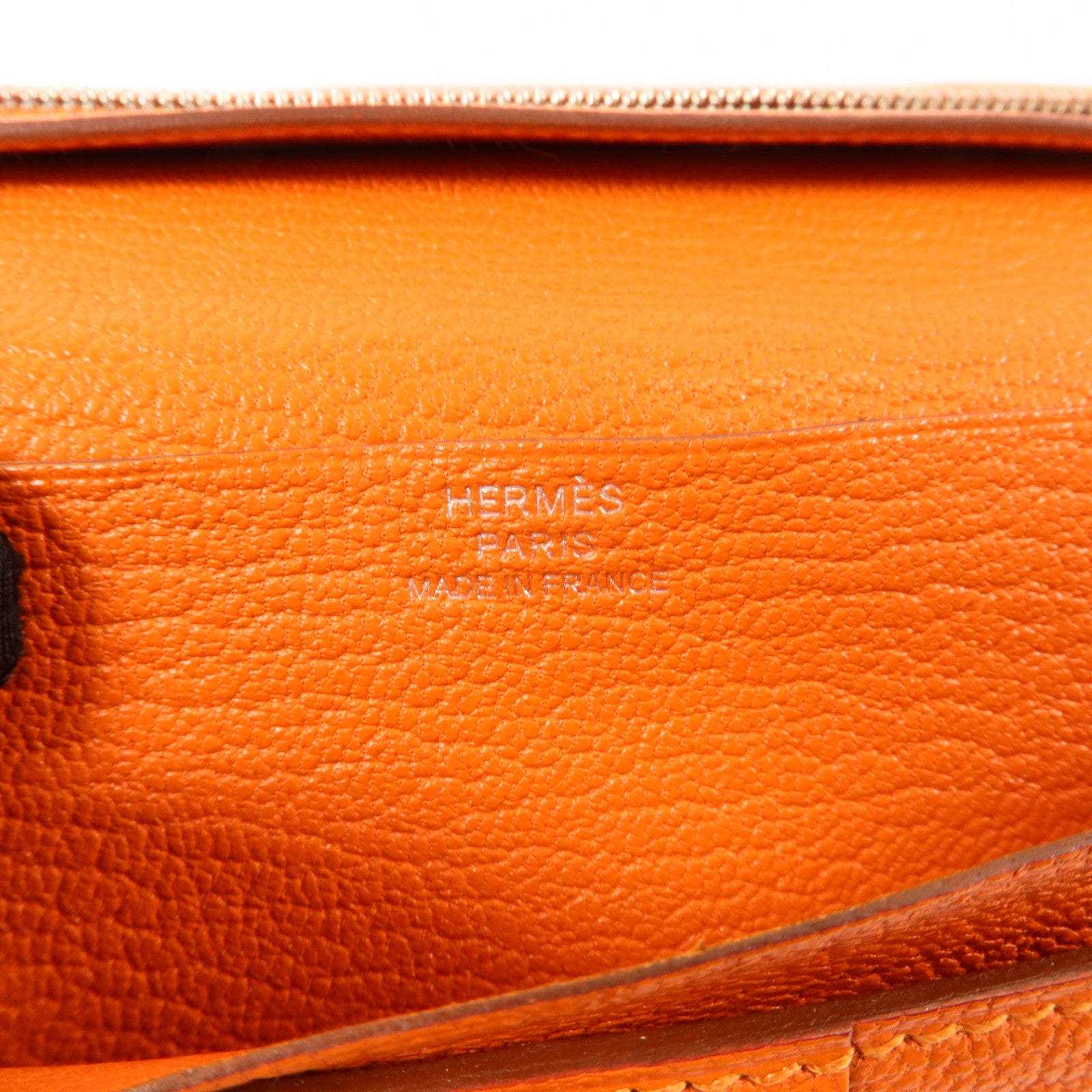 HERMES Chevre皮革Bearn Long Wallet長錢包Orange