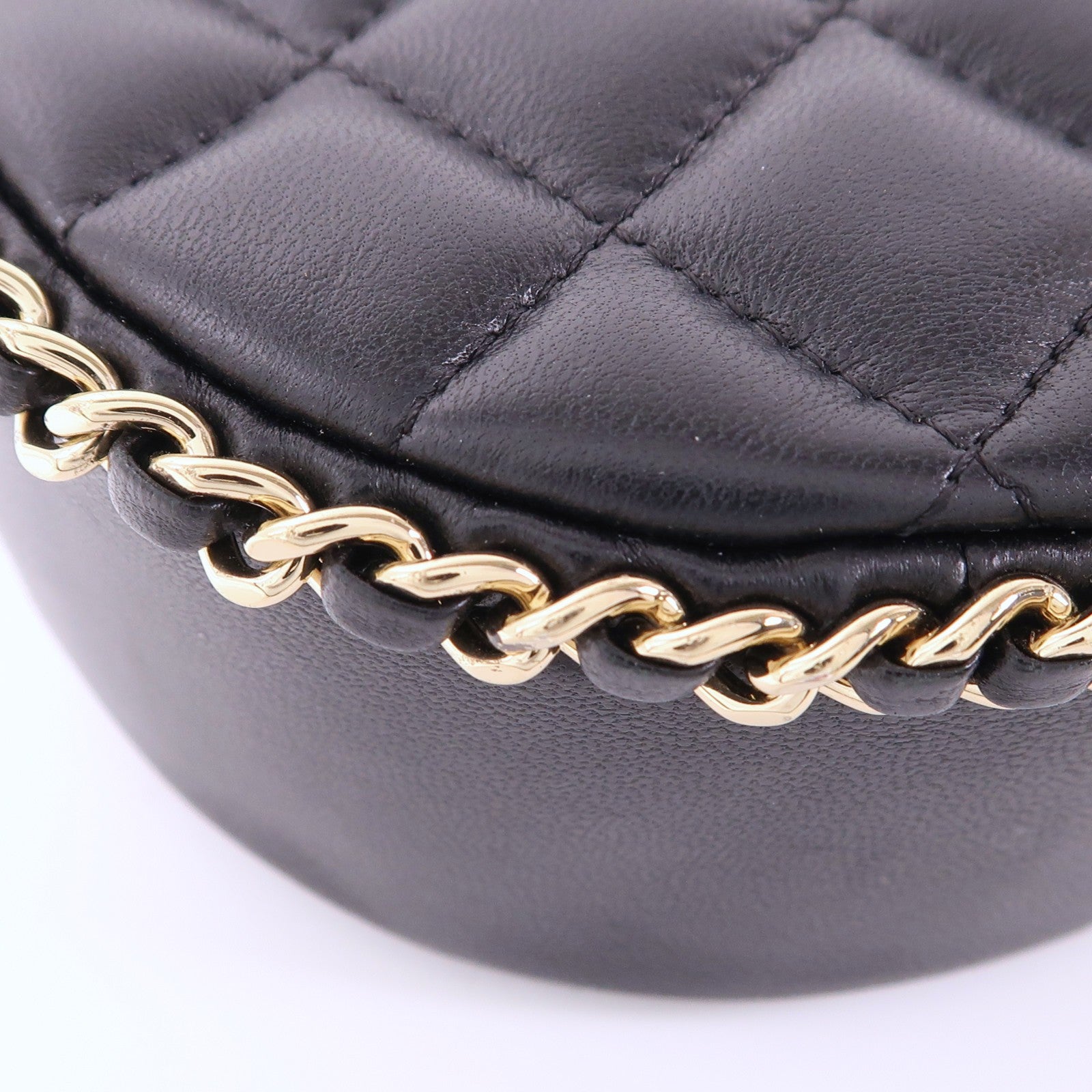 CHANEL CC GHW Chain Shoulder Bag Lambskin Leather Black