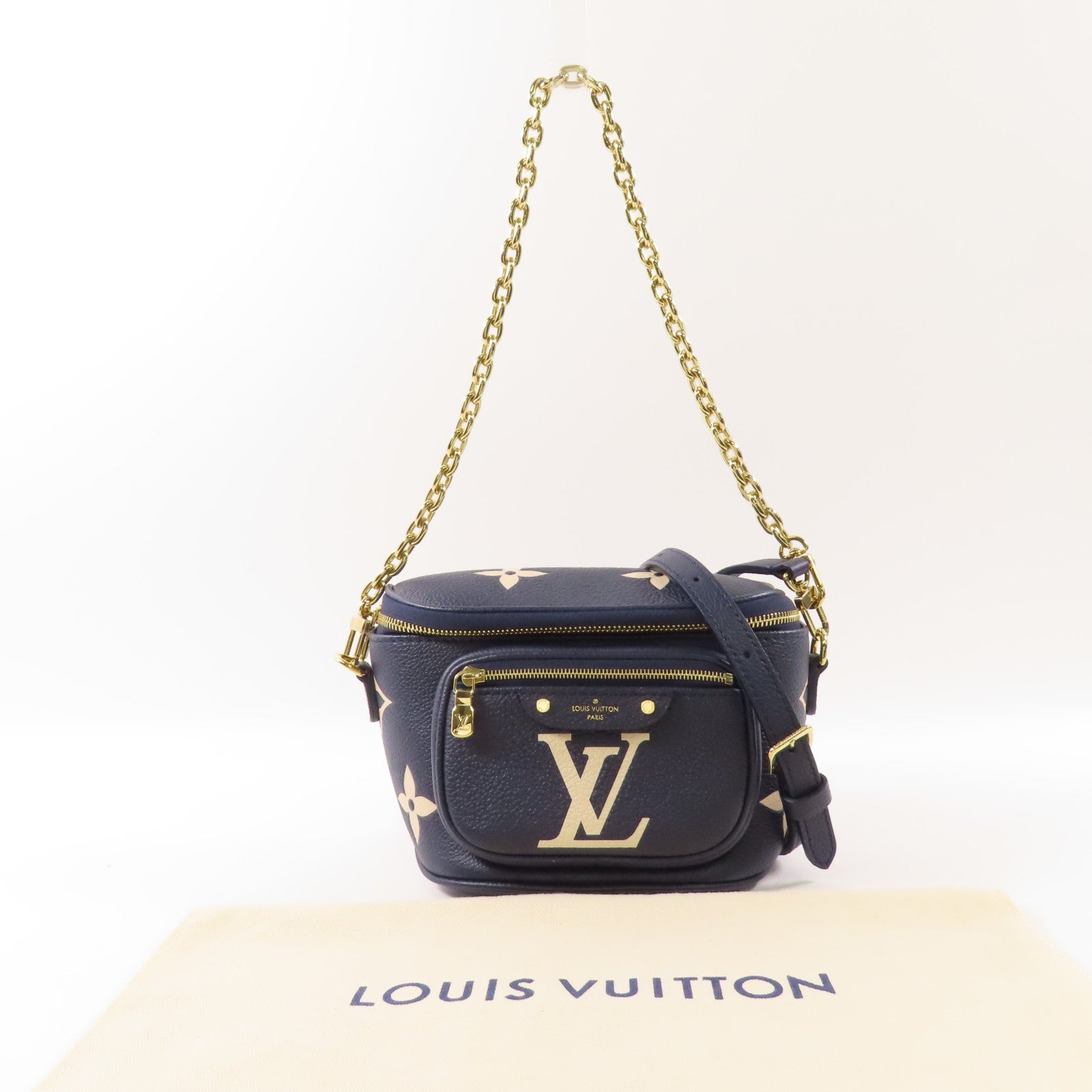 LOUIS VUITTON Monogram Empreinte Mini Bumbag金扣手挽肩背兩用袋
