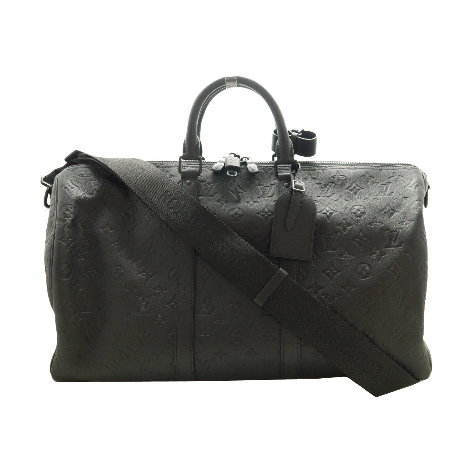 LOUIS VUITTON Monogram Shadow Keepall Bandouliere 50波士頓包黑色
