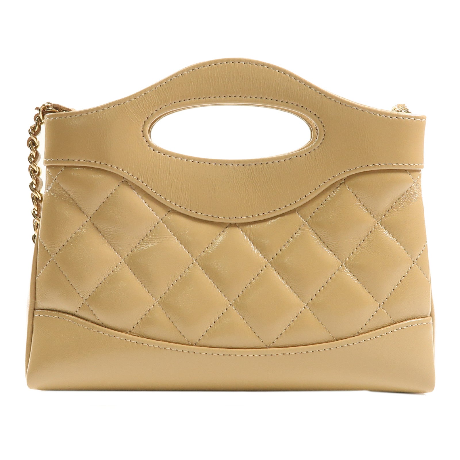 CHANEL 【激減優惠】菱格牛皮皮革Mini 31金扣手挽肩背兩用袋啡色