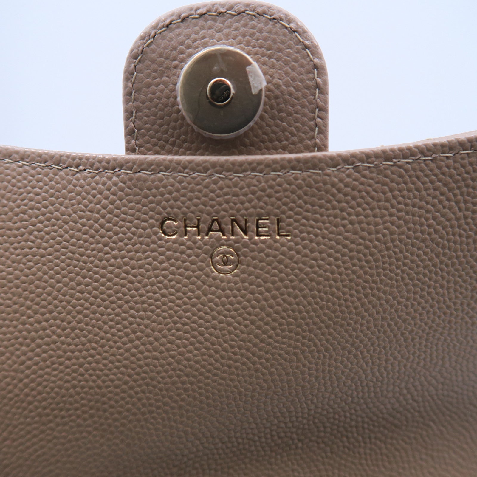 CHANEL 【激減優惠】Caviar皮革Phone Holder With Chain金扣鏈帶肩背袋奶茶色